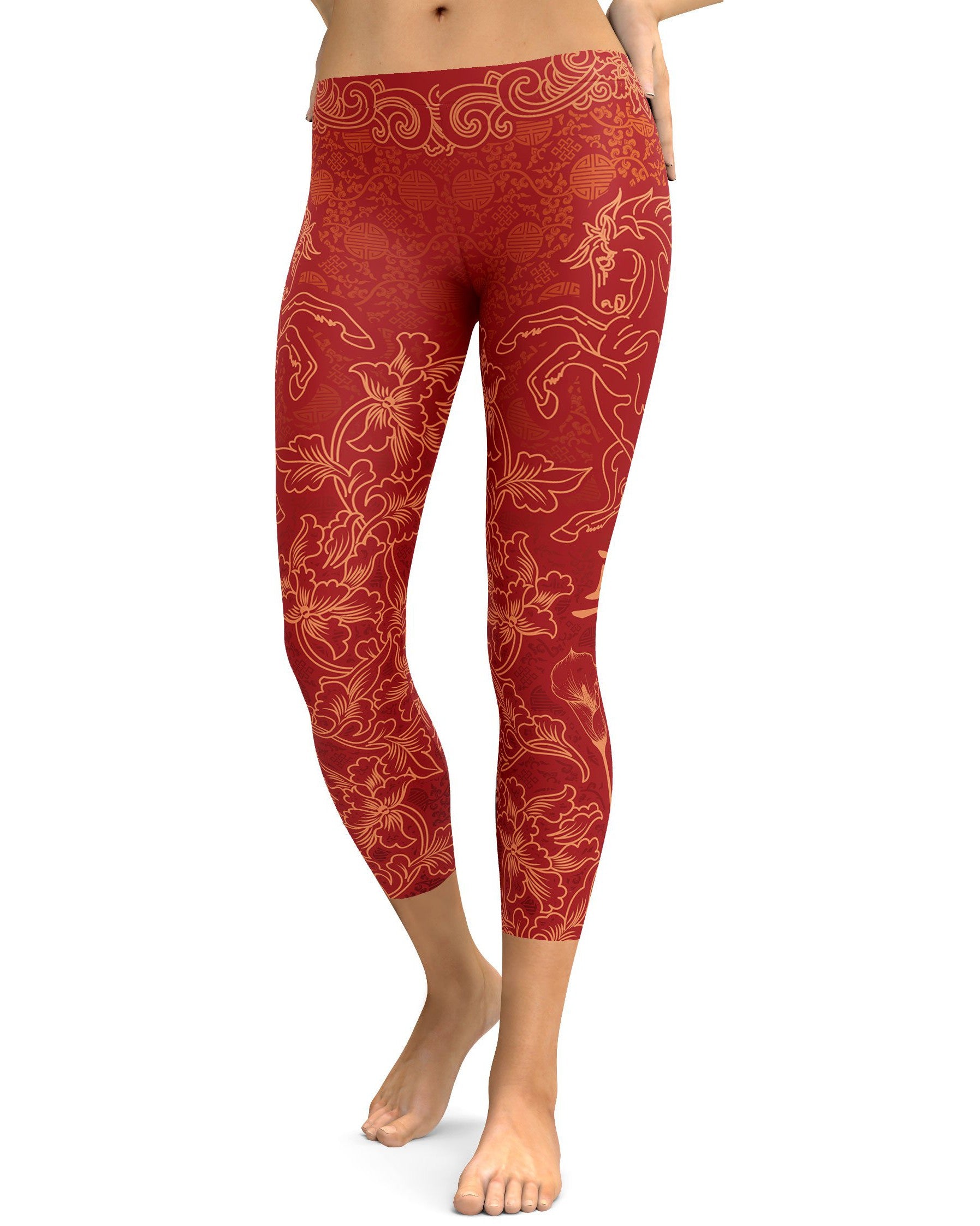 Chinese Zodiac Horse Capris - GearBunch Leggings / Yoga Pants