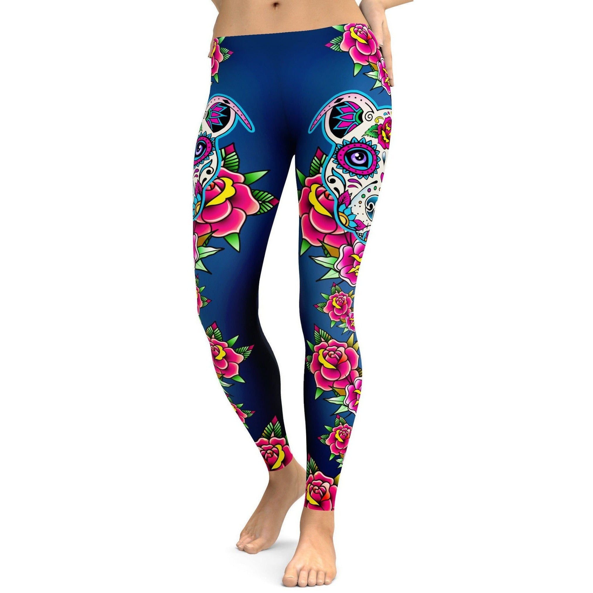 Sugar Skull Pitbull Leggings - GearBunch Leggings