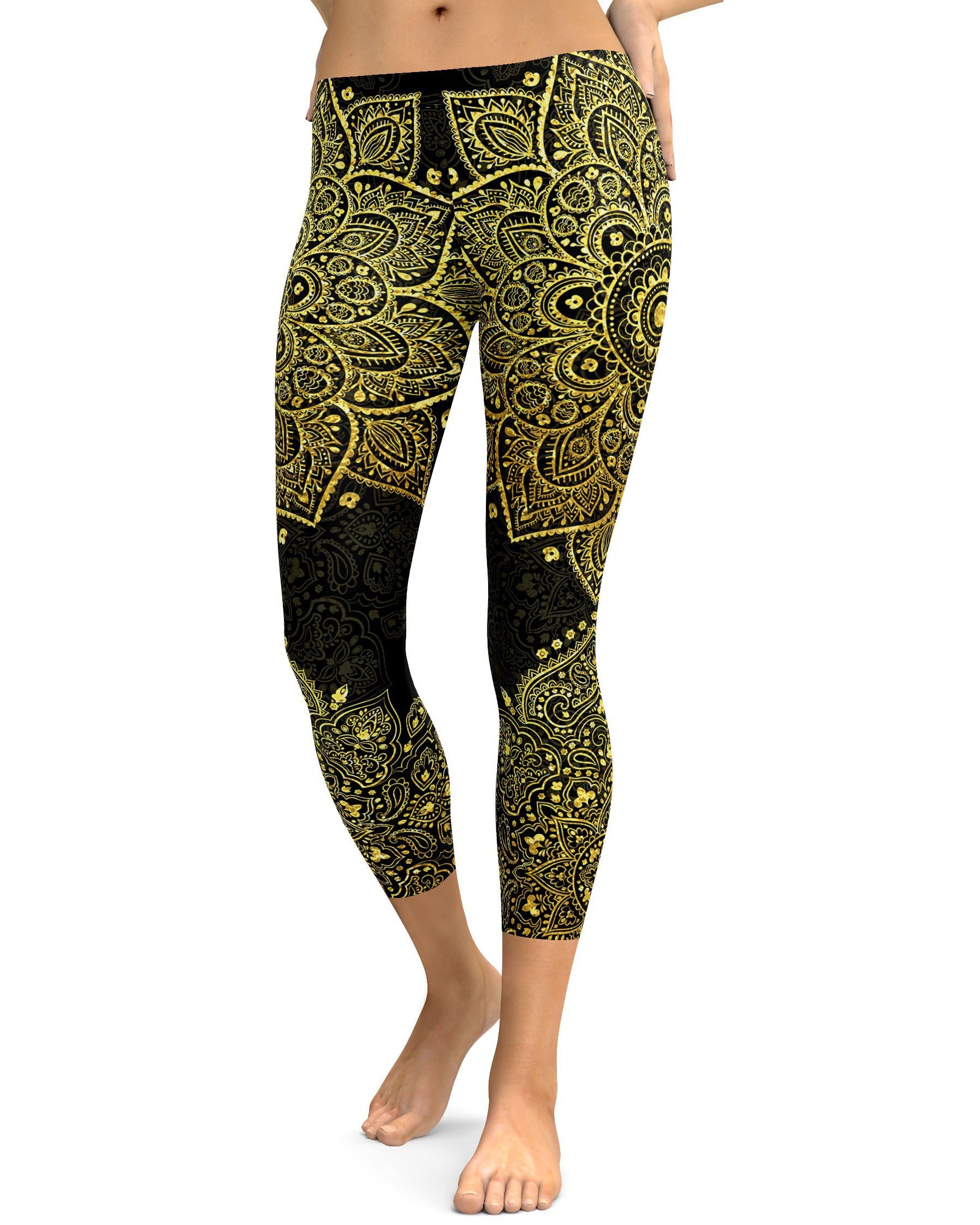 Faux Golden Mandala Capris