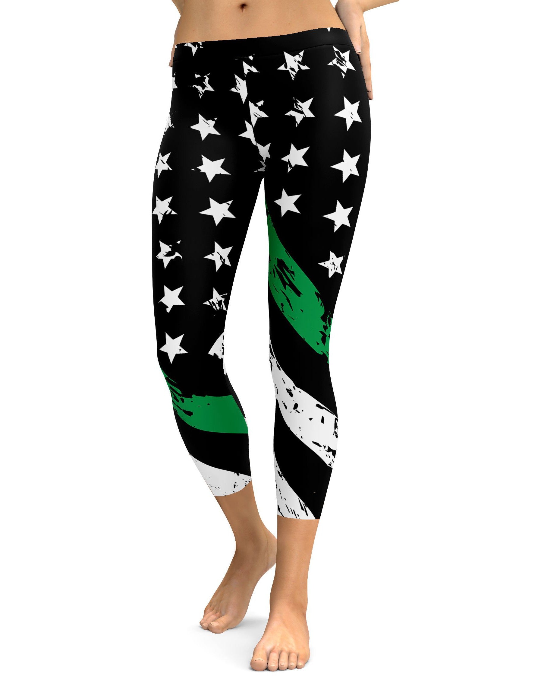 Thin Green Line Capris - Gearbunch  Leggings