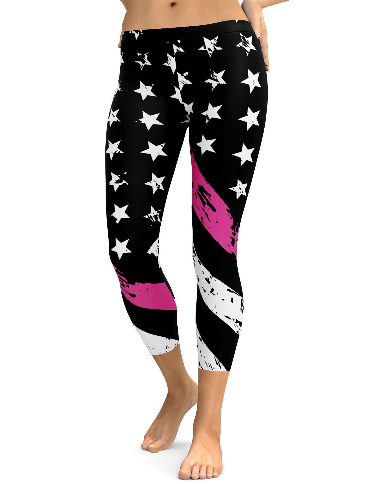 Thin Pink Line Capris - Gearbunch Leggings