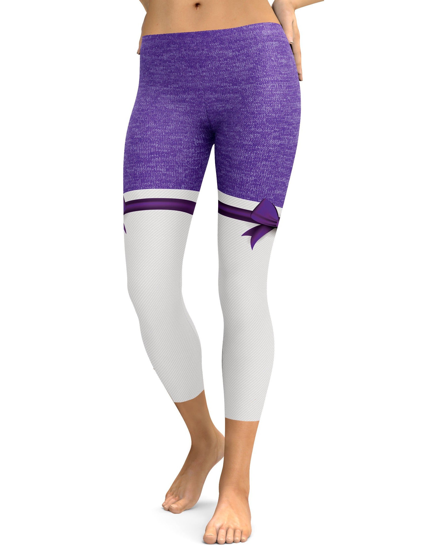 Purple Heathered Thigh High Bow Capris