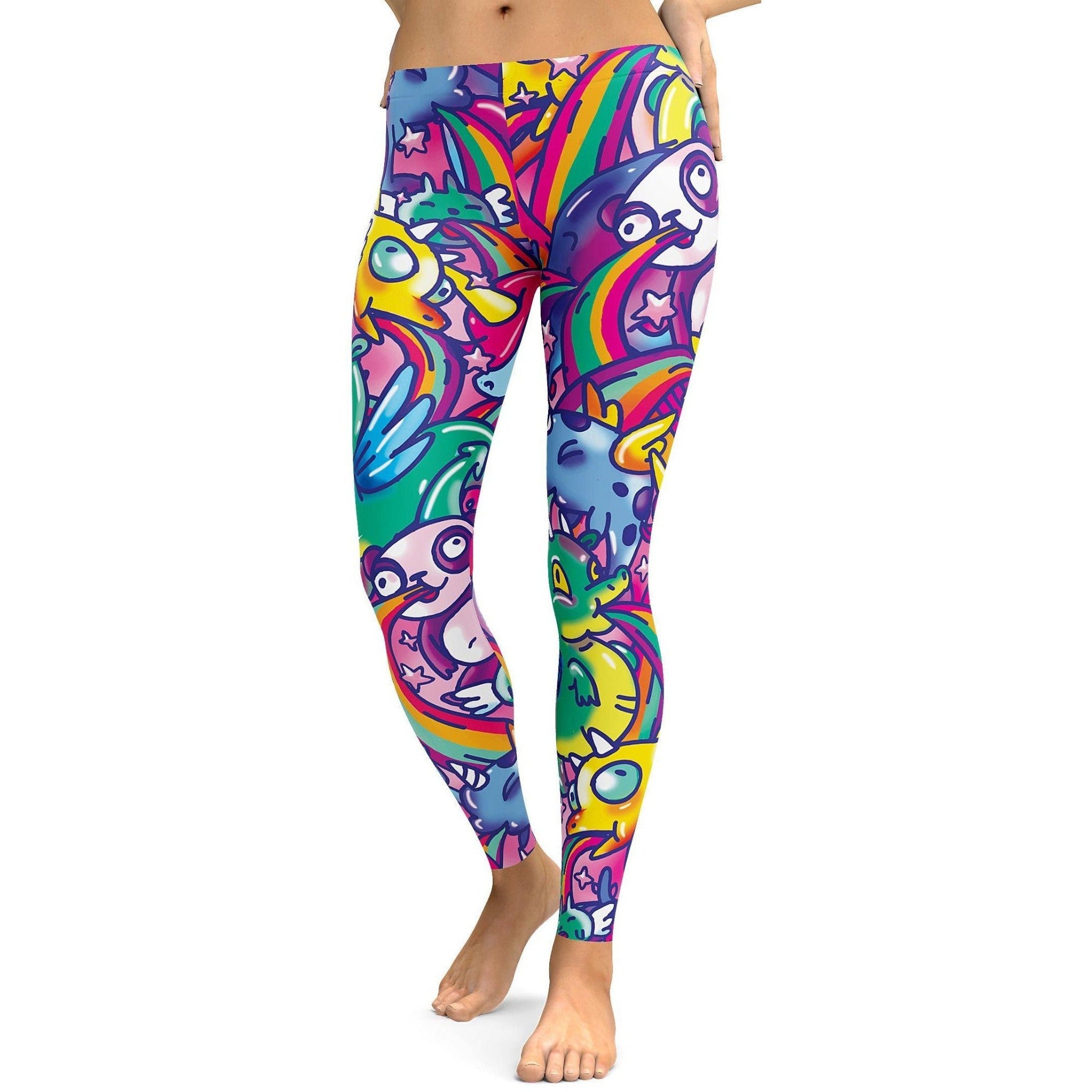 Vibrant Puking Animal Leggings - GearBunch