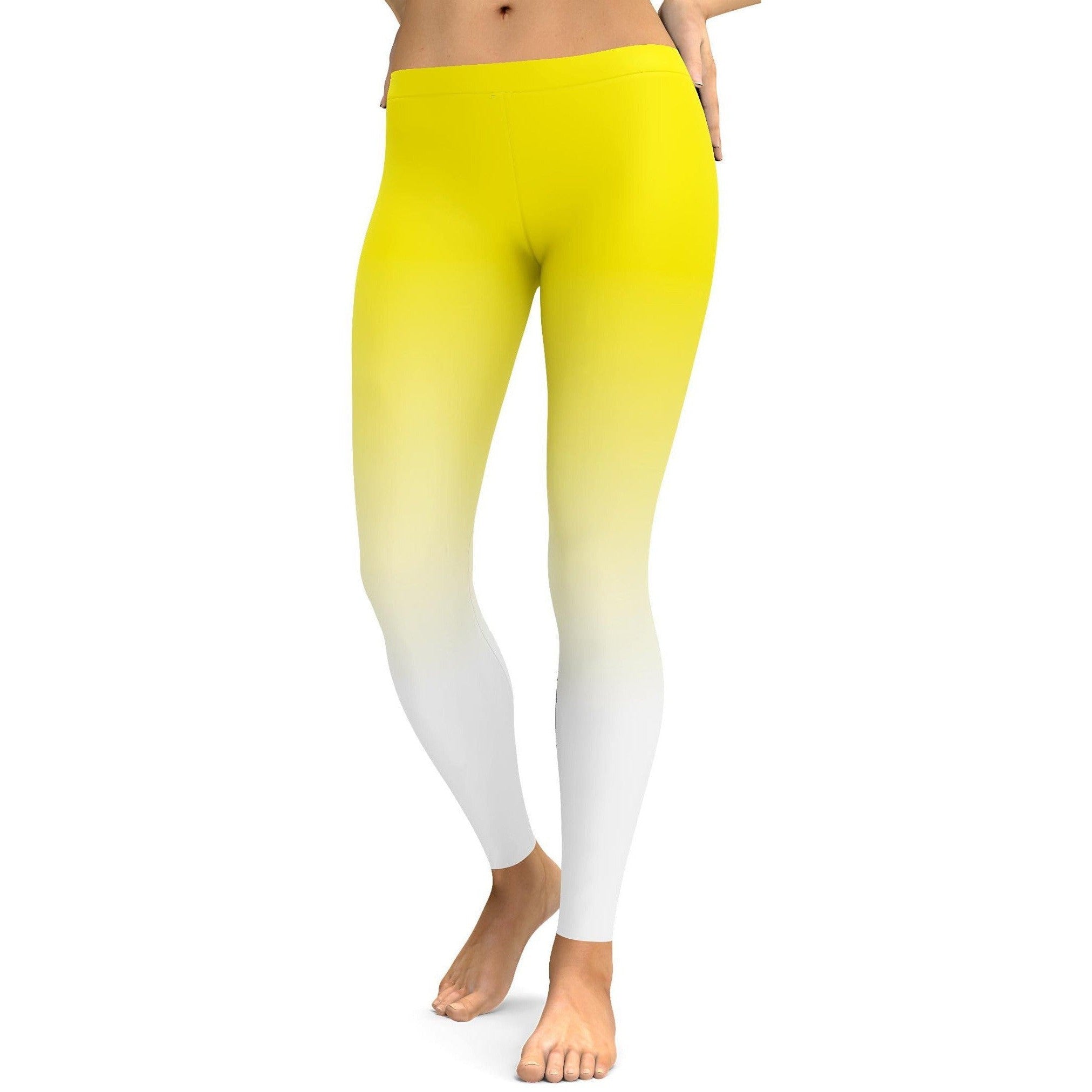 Ombre Yellow to White Leggings - GearBunch Leggings