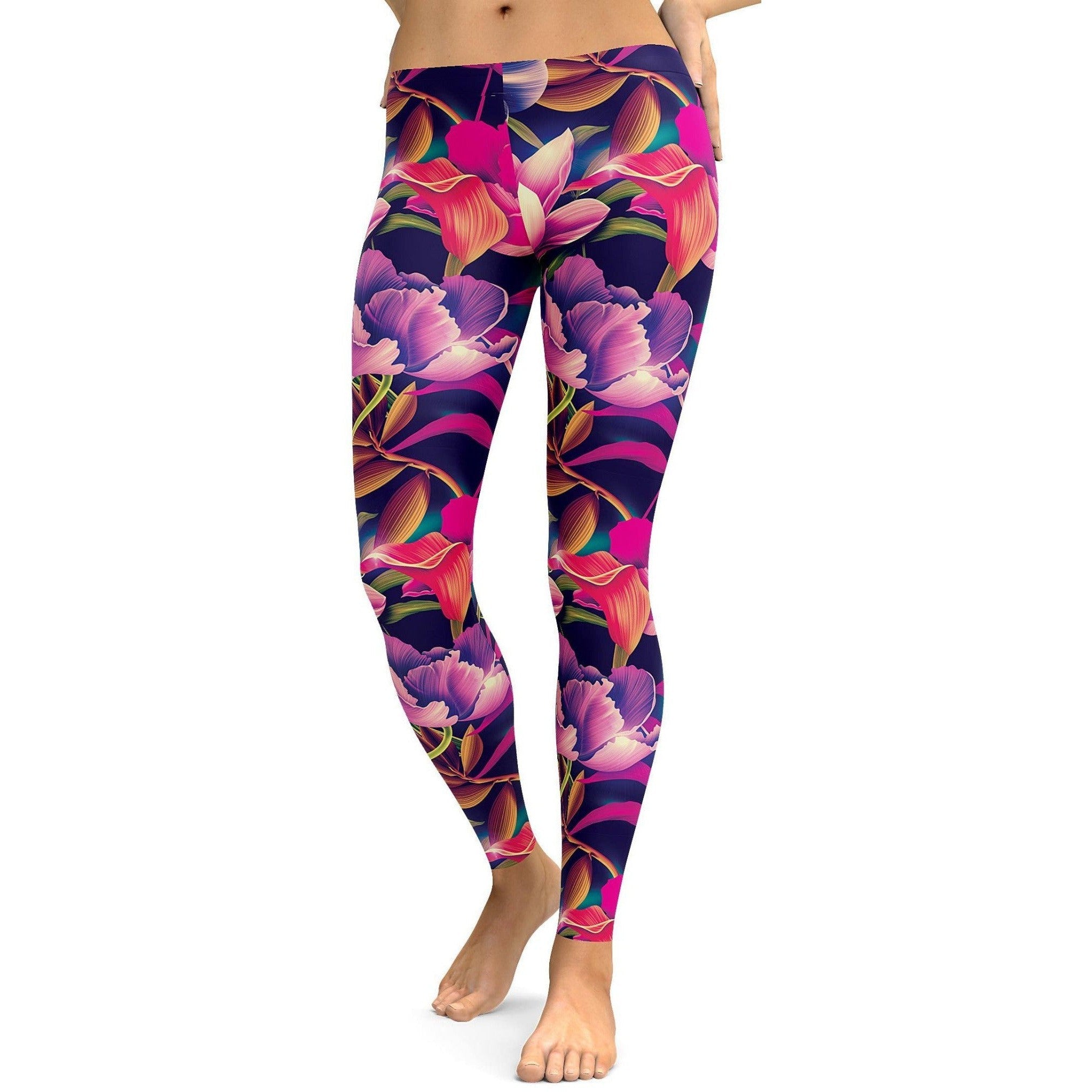 Tropical Floral Leggings - Gearbunch Leggings