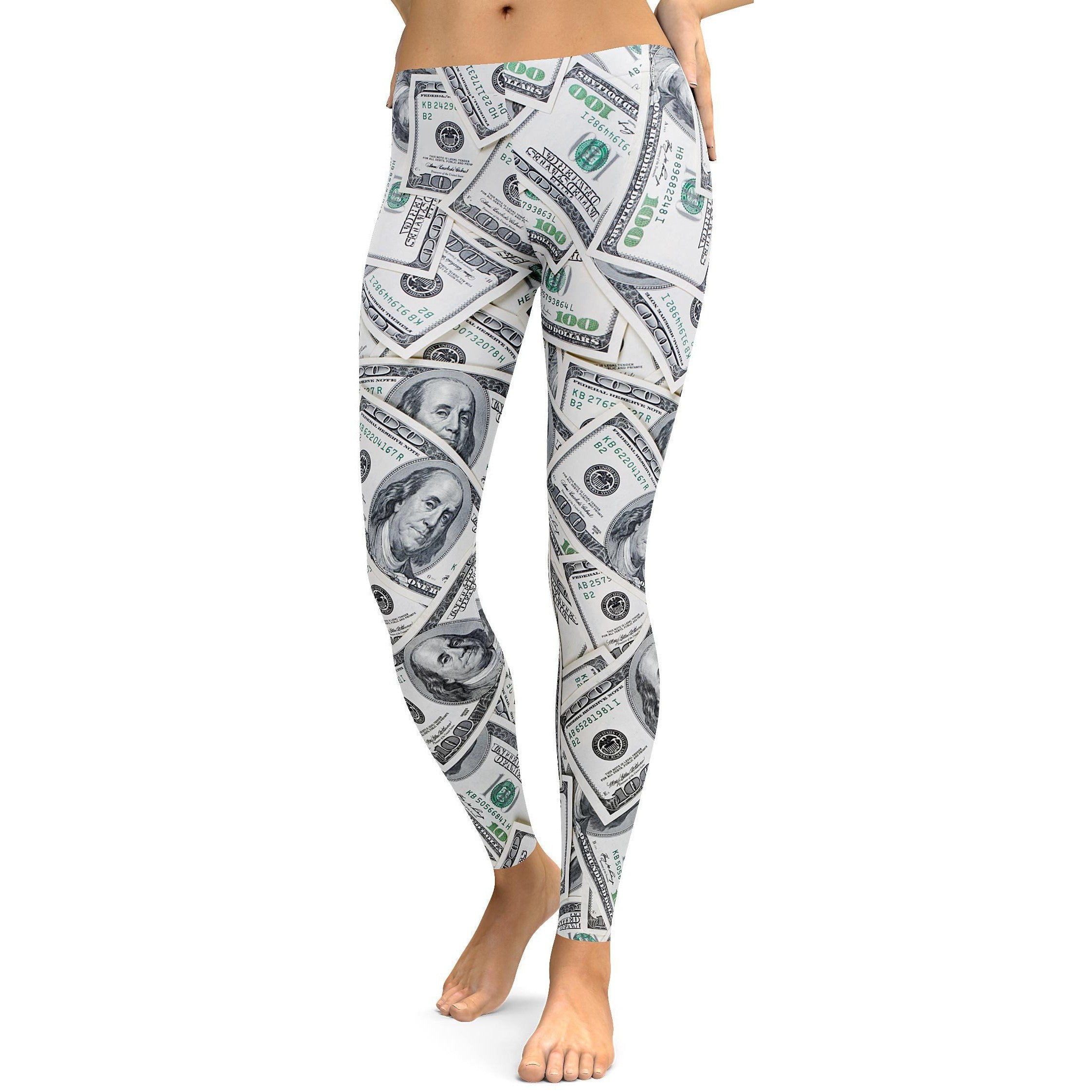 100 Dollar Bills Leggings - GearBunch Leggings / Yoga Pants