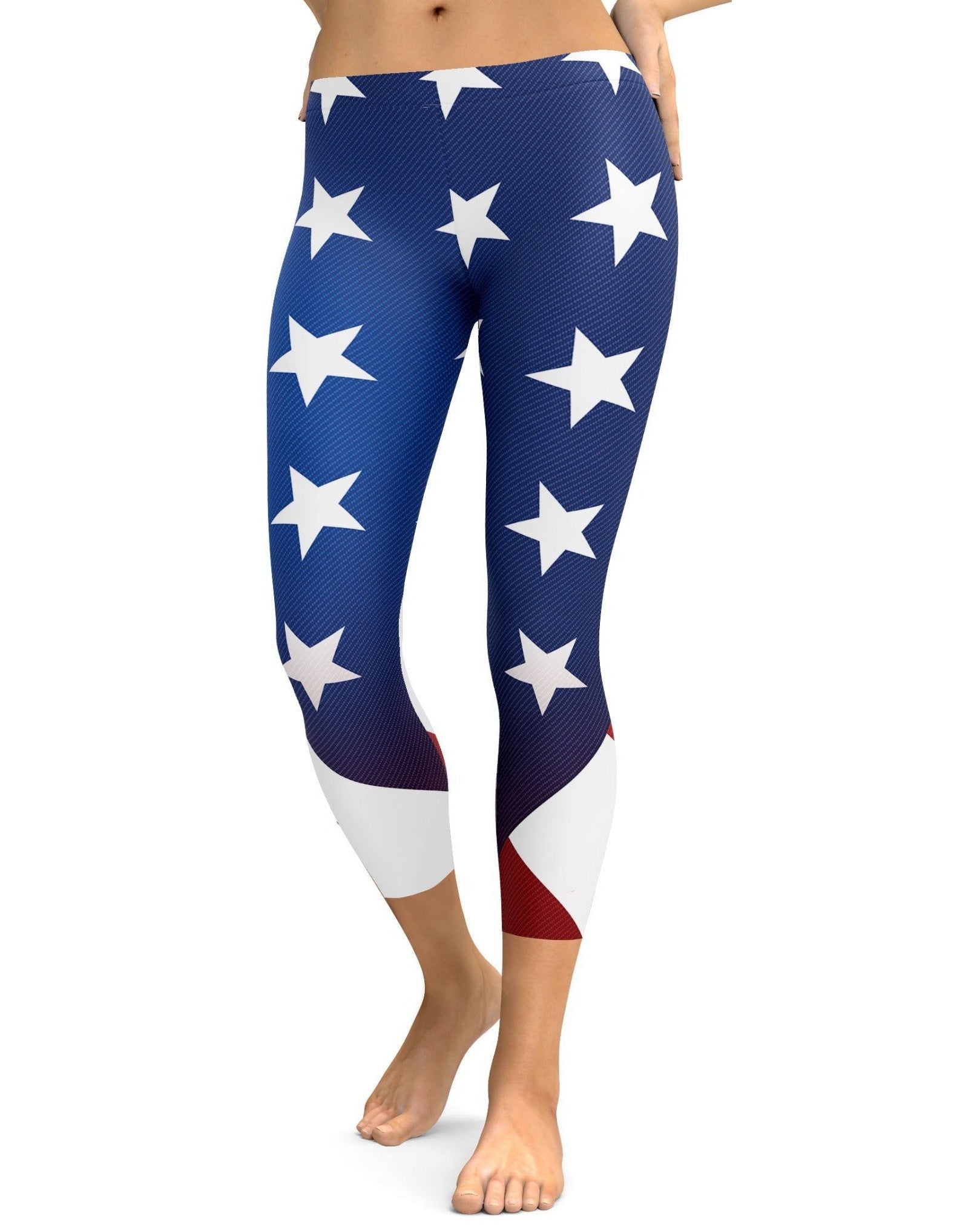 Womens Fashion American Flag Capris Leggings