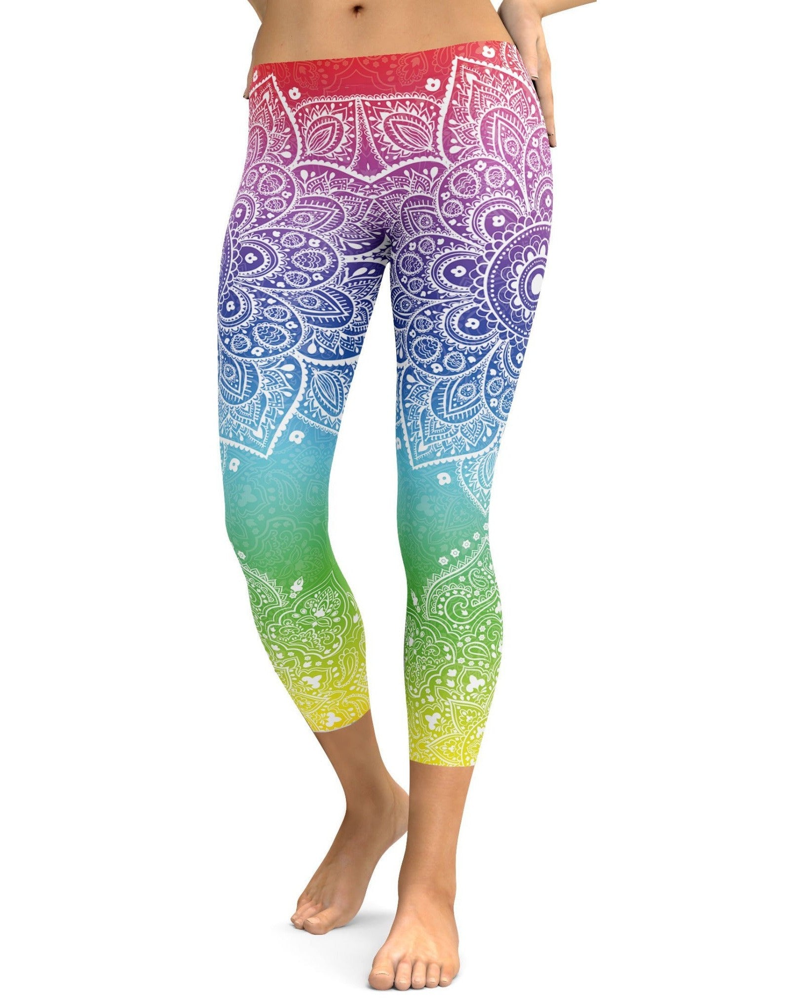 Rainbow Mandala Capris - GearBunch Leggings