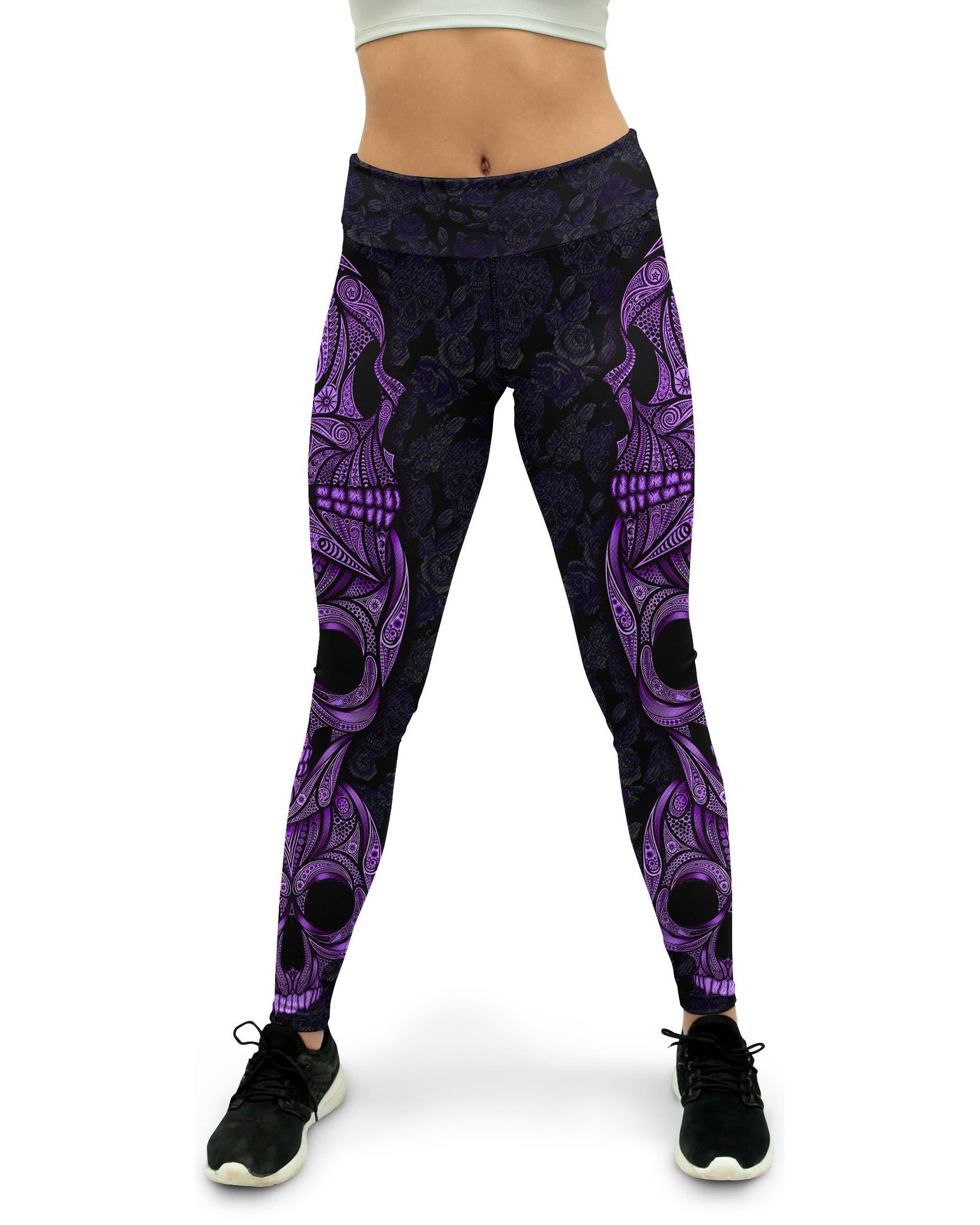 Purple Ornamental Skull Yoga Pants Gearbunch