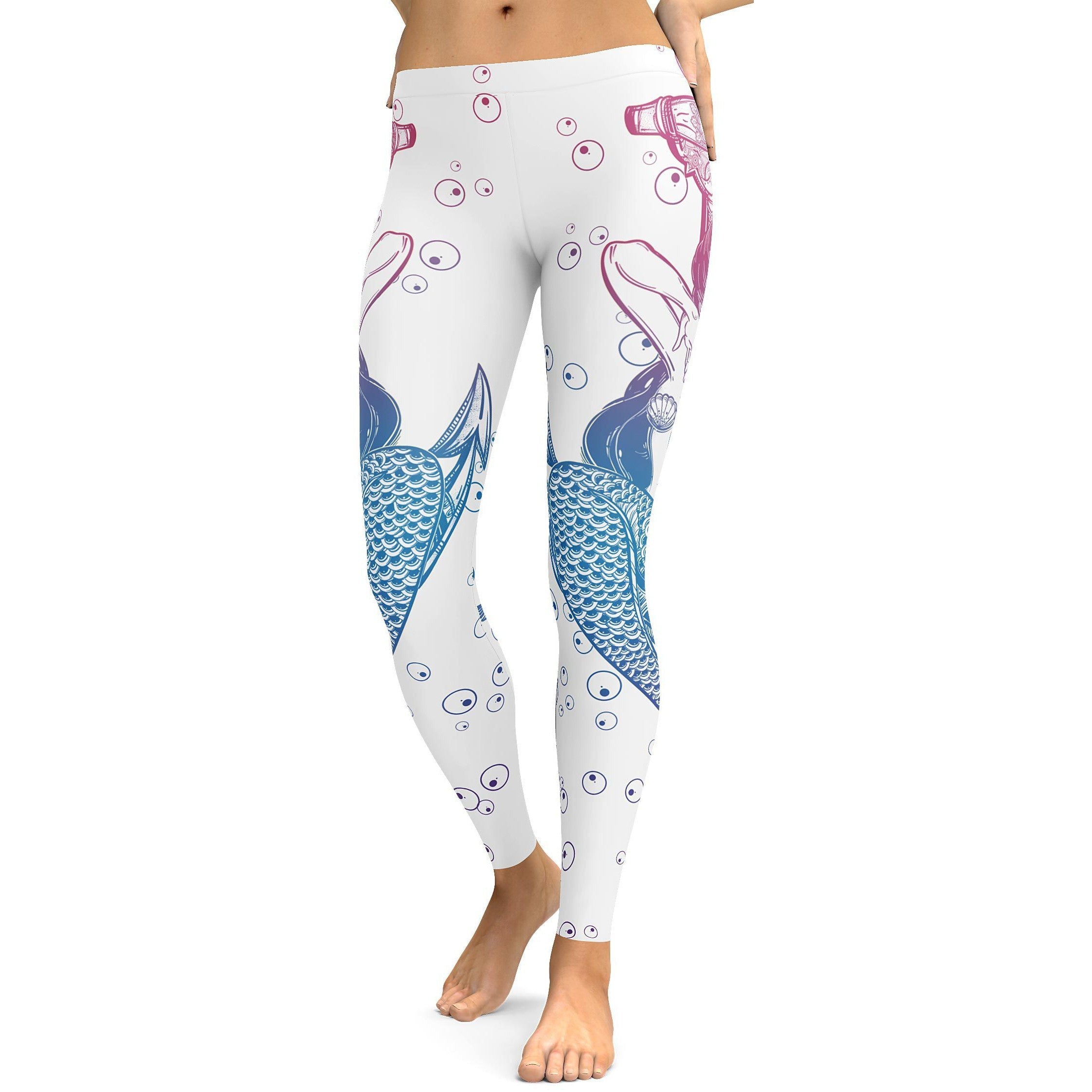 Bright White Mermaid Leggings - GearBunch Leggings / Yoga Pants