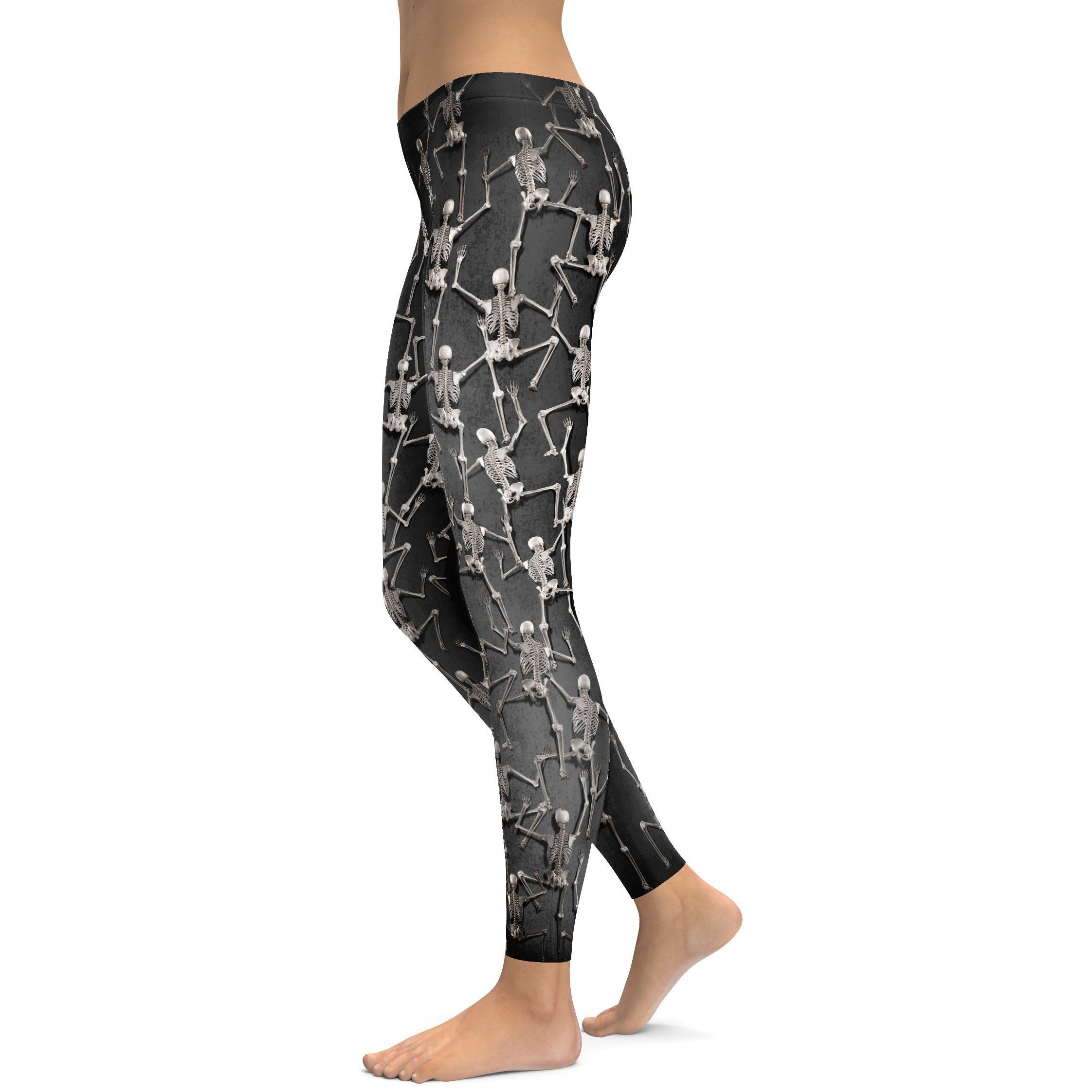 Tiny Skeletons Creeping Up Leggings - GearBunch Leggings / Yoga Pants