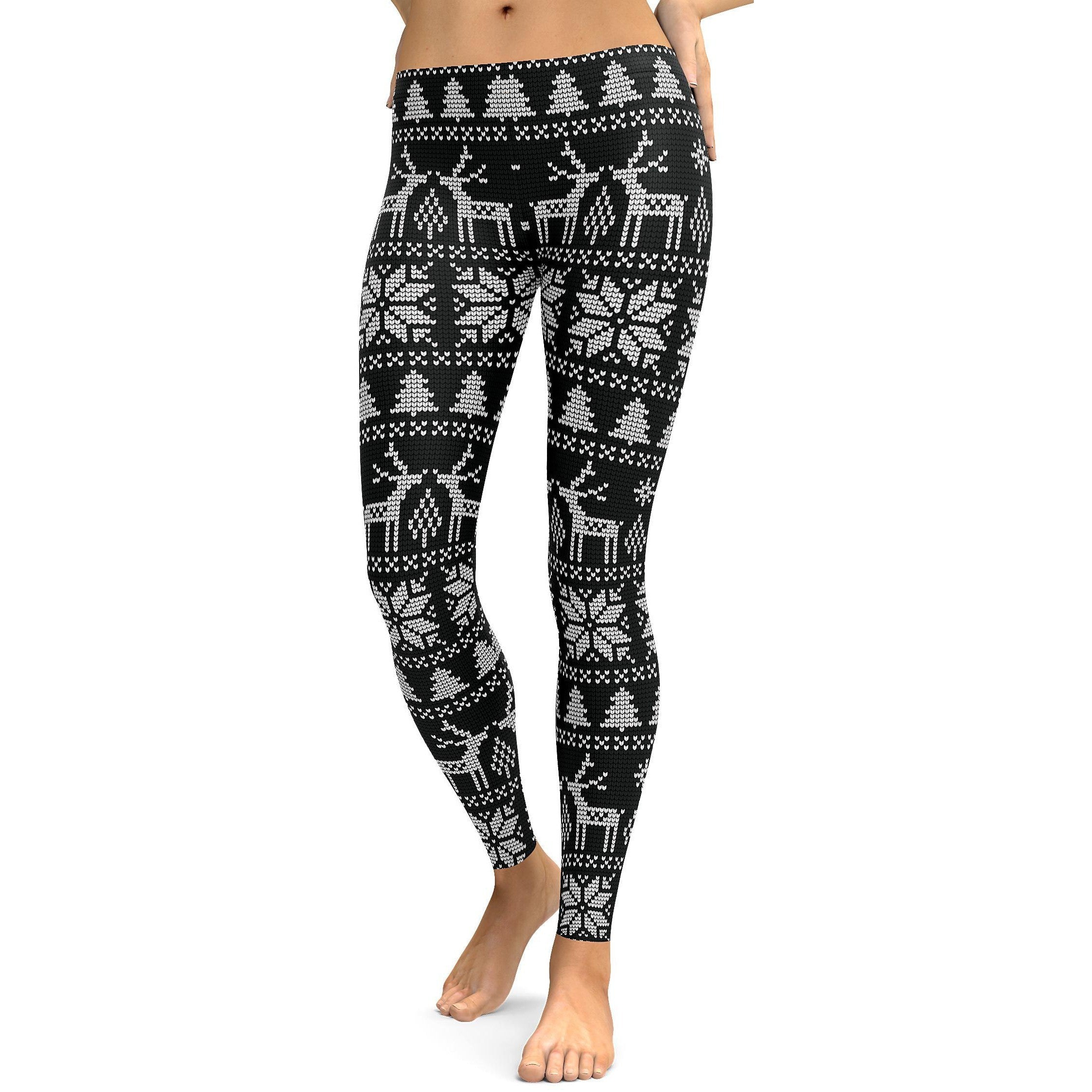 B&W Ugly Christmas Leggings  Black/White | Gear Bunch