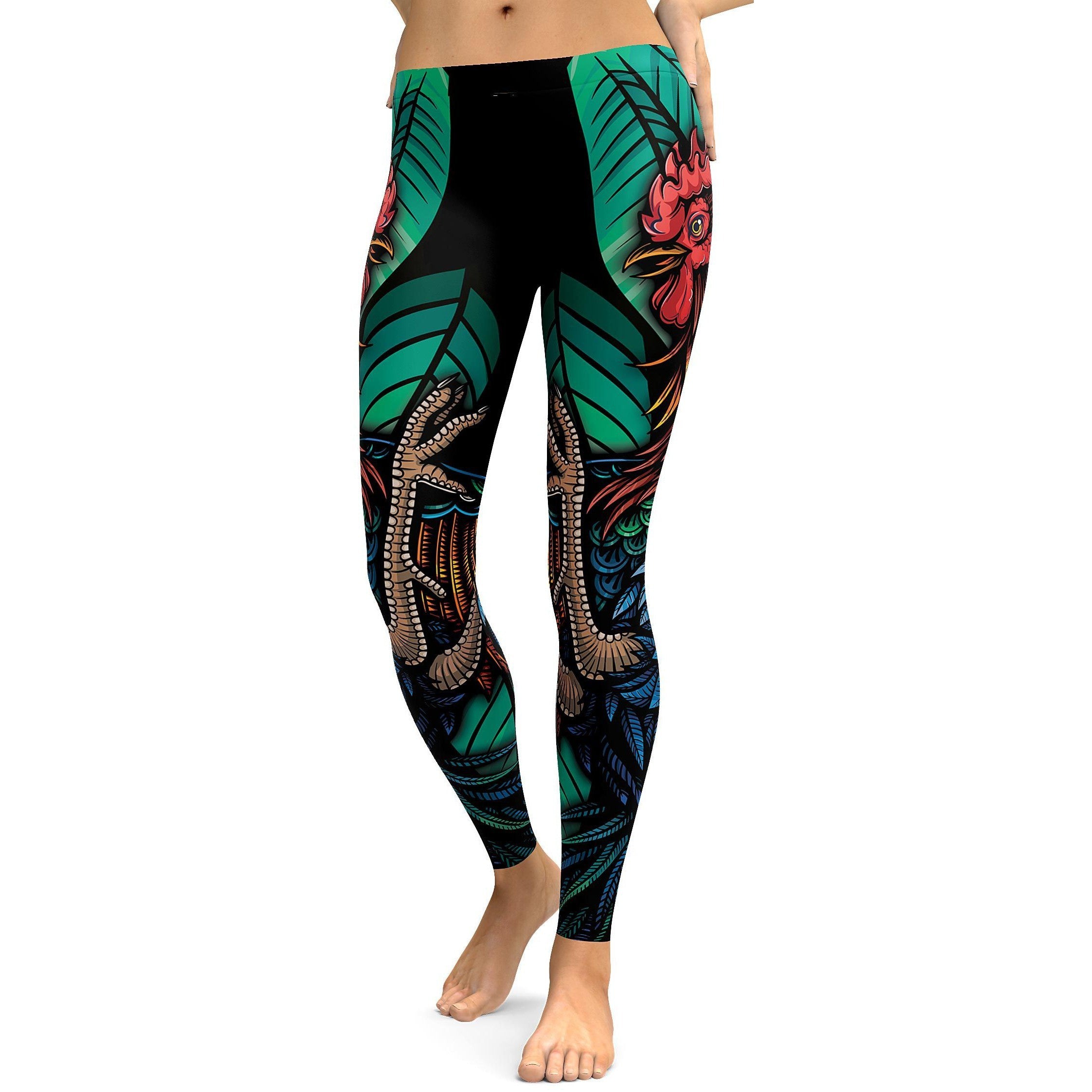 Colorful Rooster Leggings - GearBunch Leggings / Yoga Pants