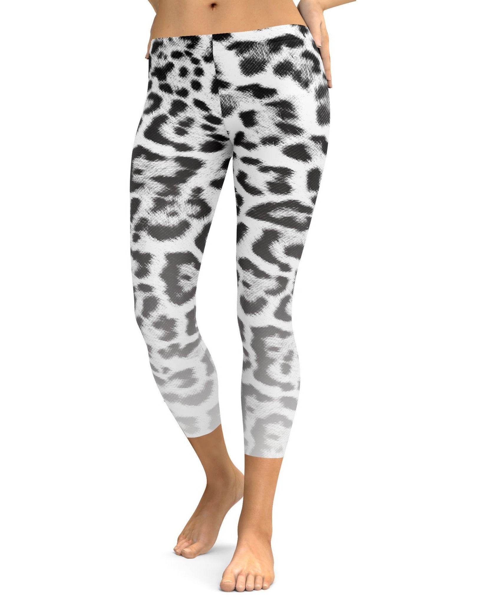 Ombre Snow Leopard Skin Capris - Gearbunch Leggings