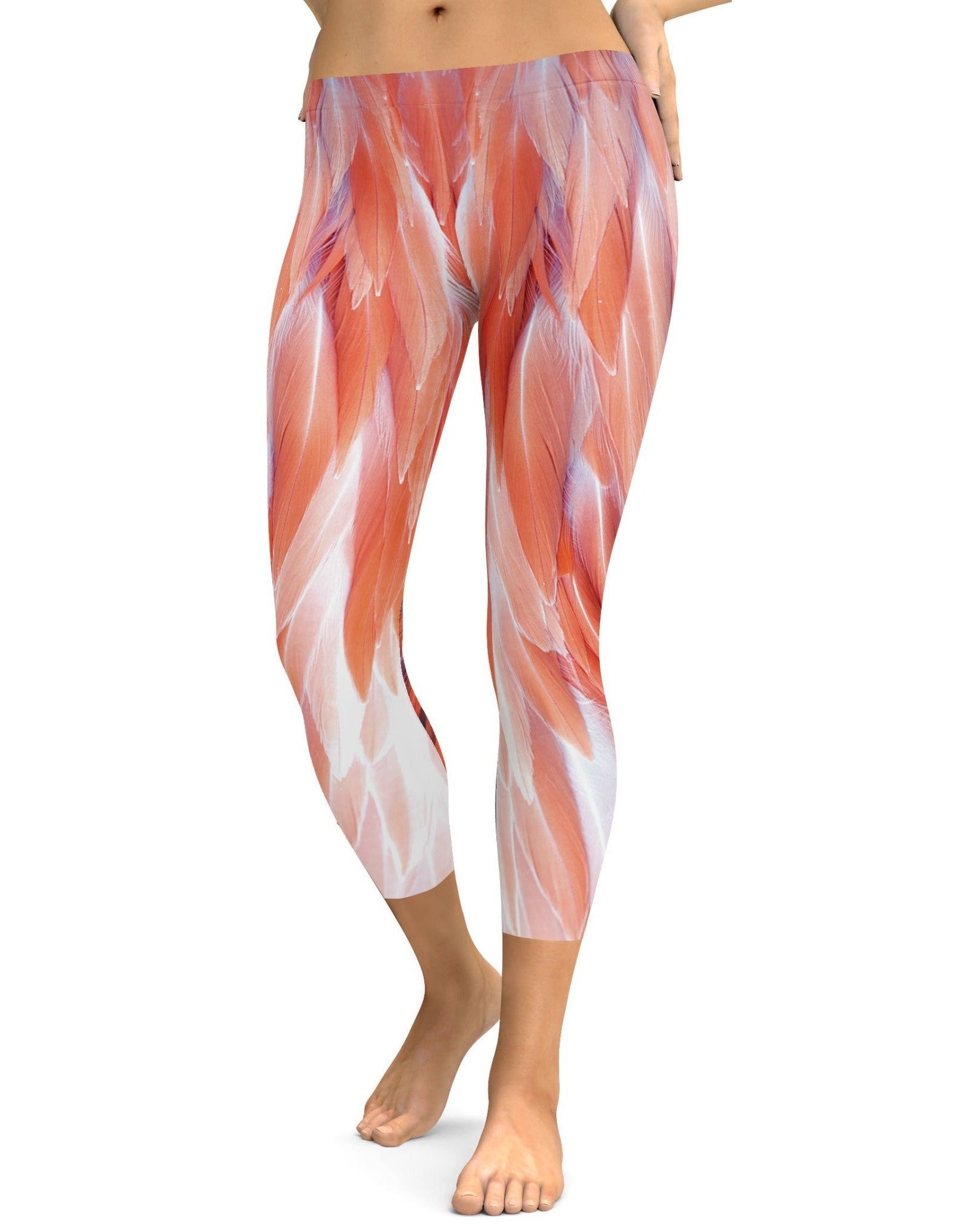 Flamingo Feathers Capris - GearBunch Leggings