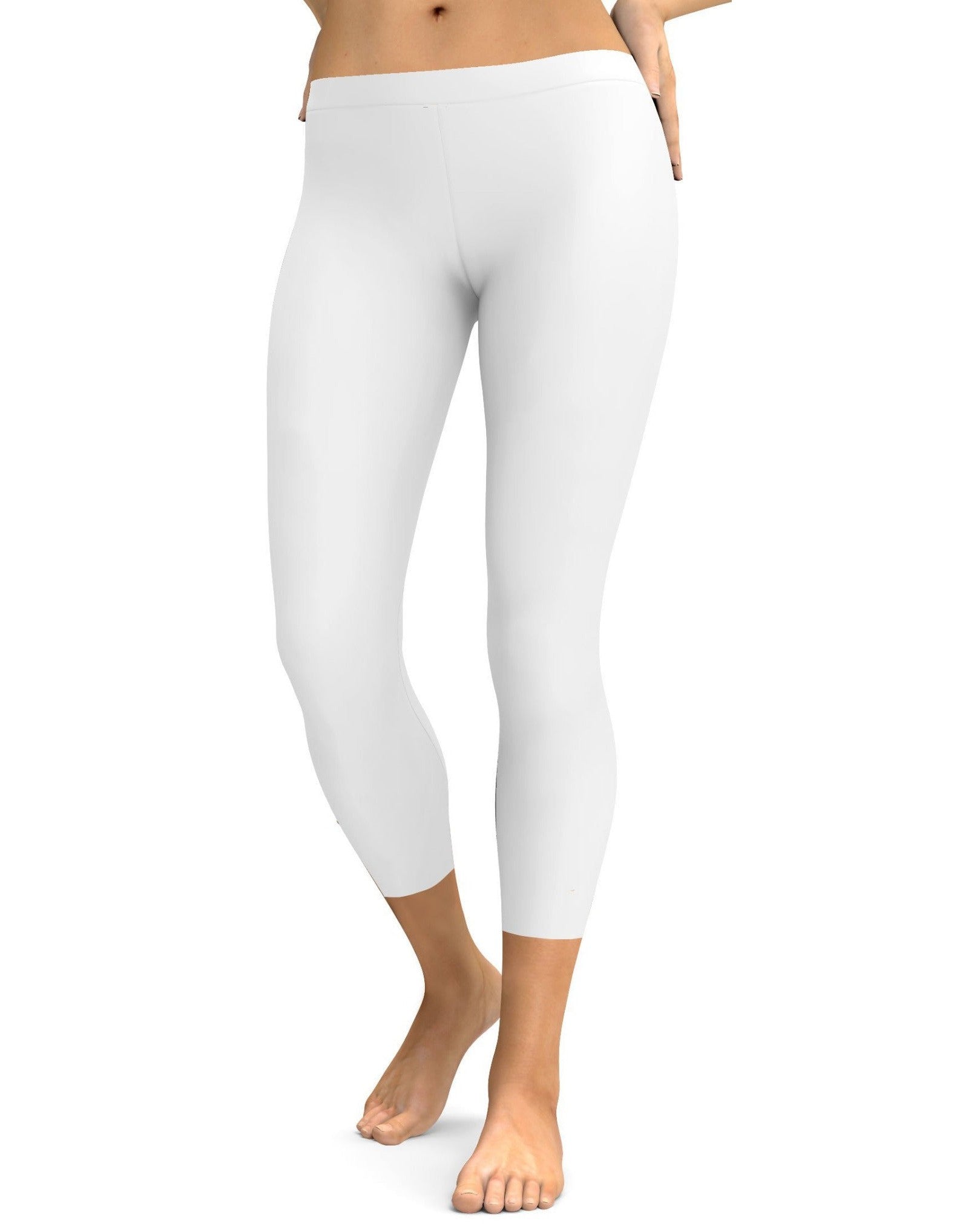 Solid White Capris - Gearbunch Leggings