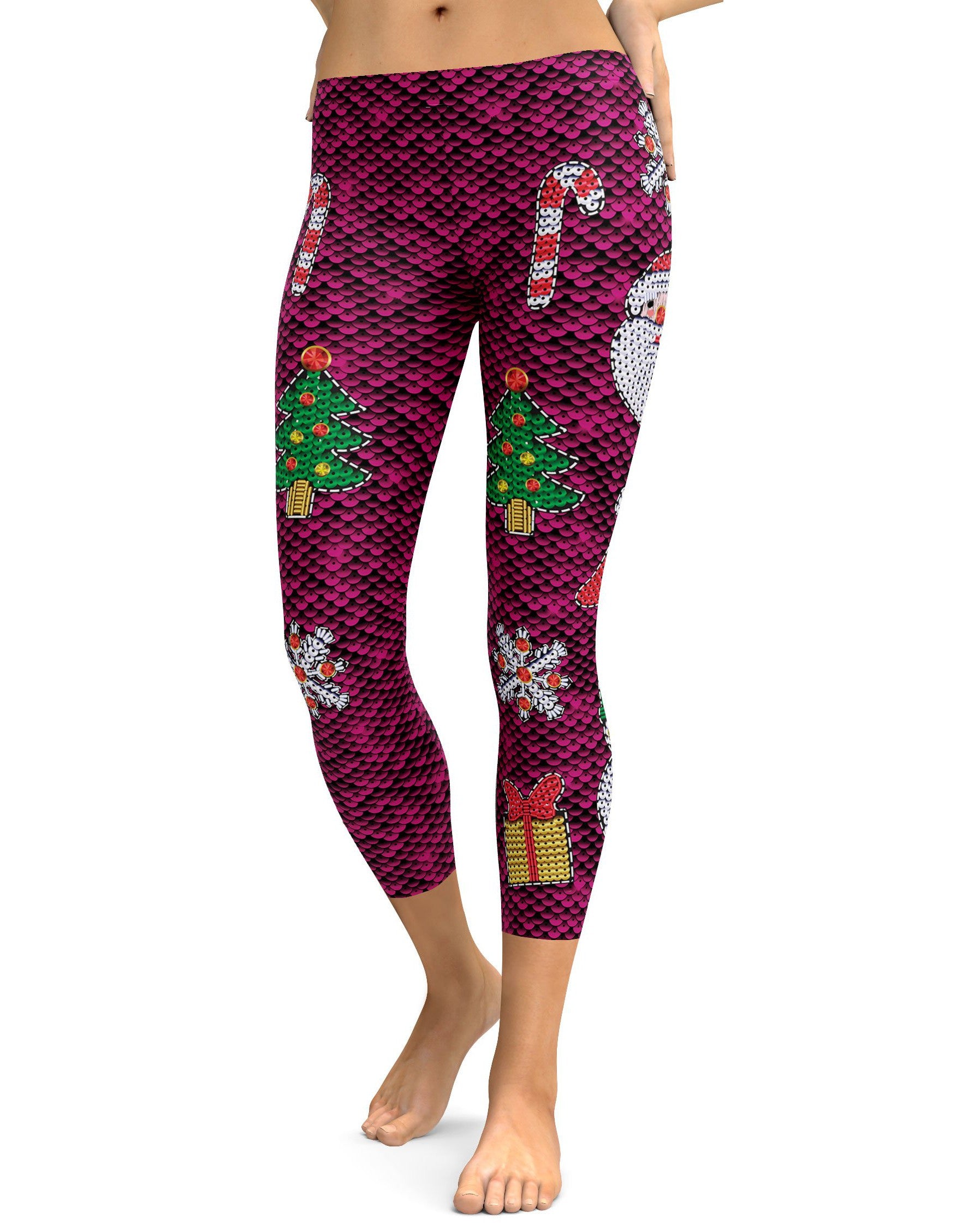 Christmas Paillette Capris - GearBunch Leggings / Yoga Pants