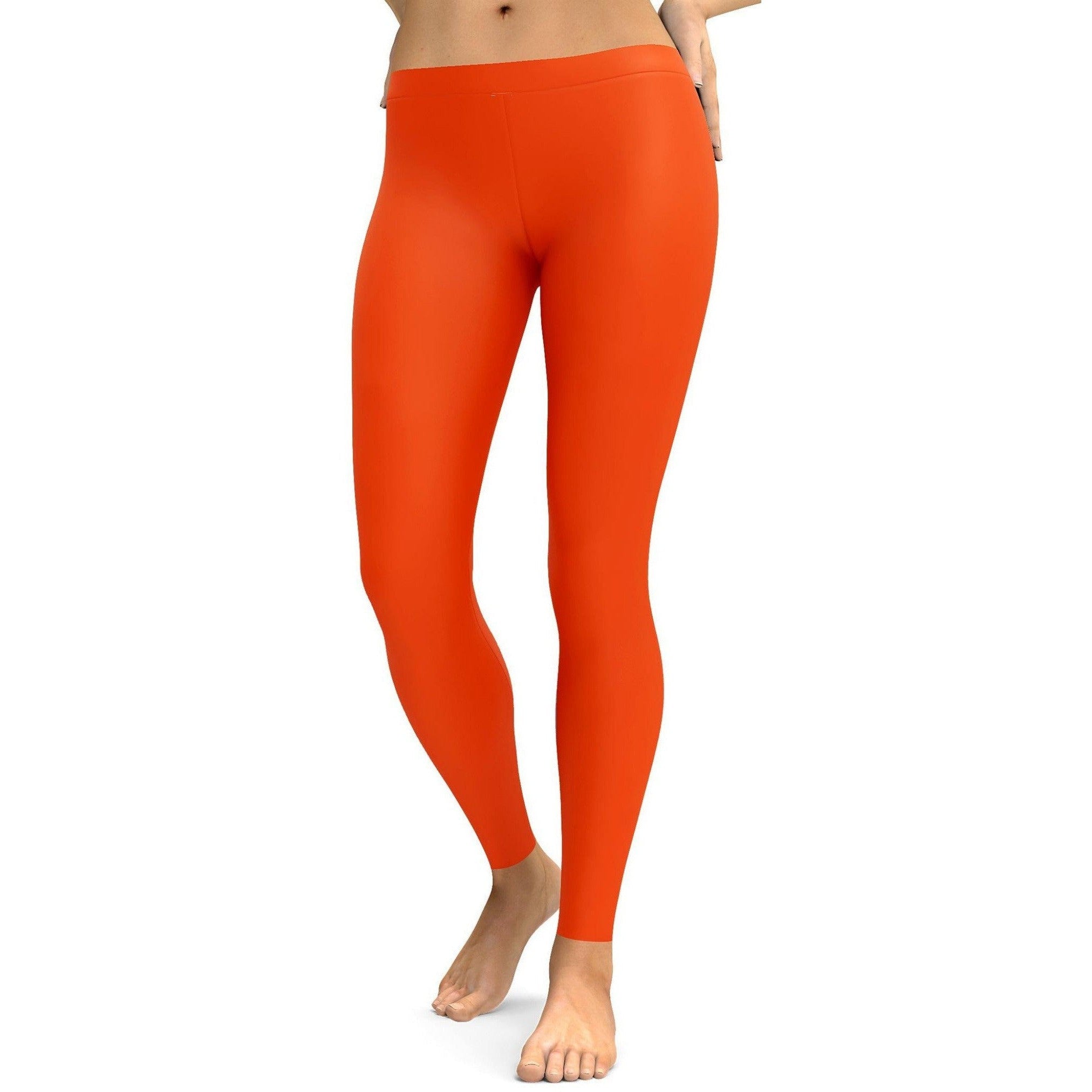 Solid Hot Orange Leggings - GearBunch Leggings