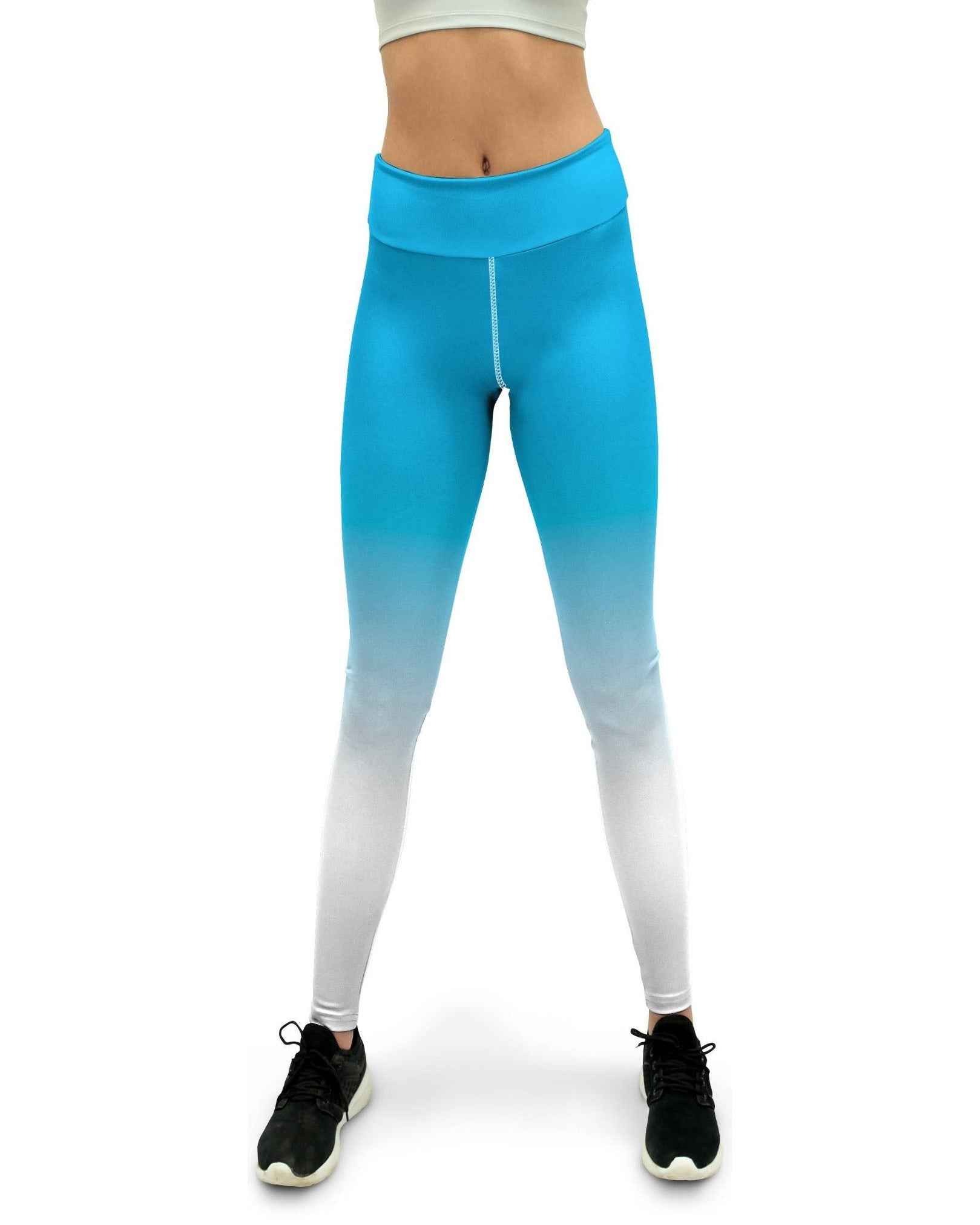 Ombre Sky Blue to White Yoga Pants - Gearbunch Leggings