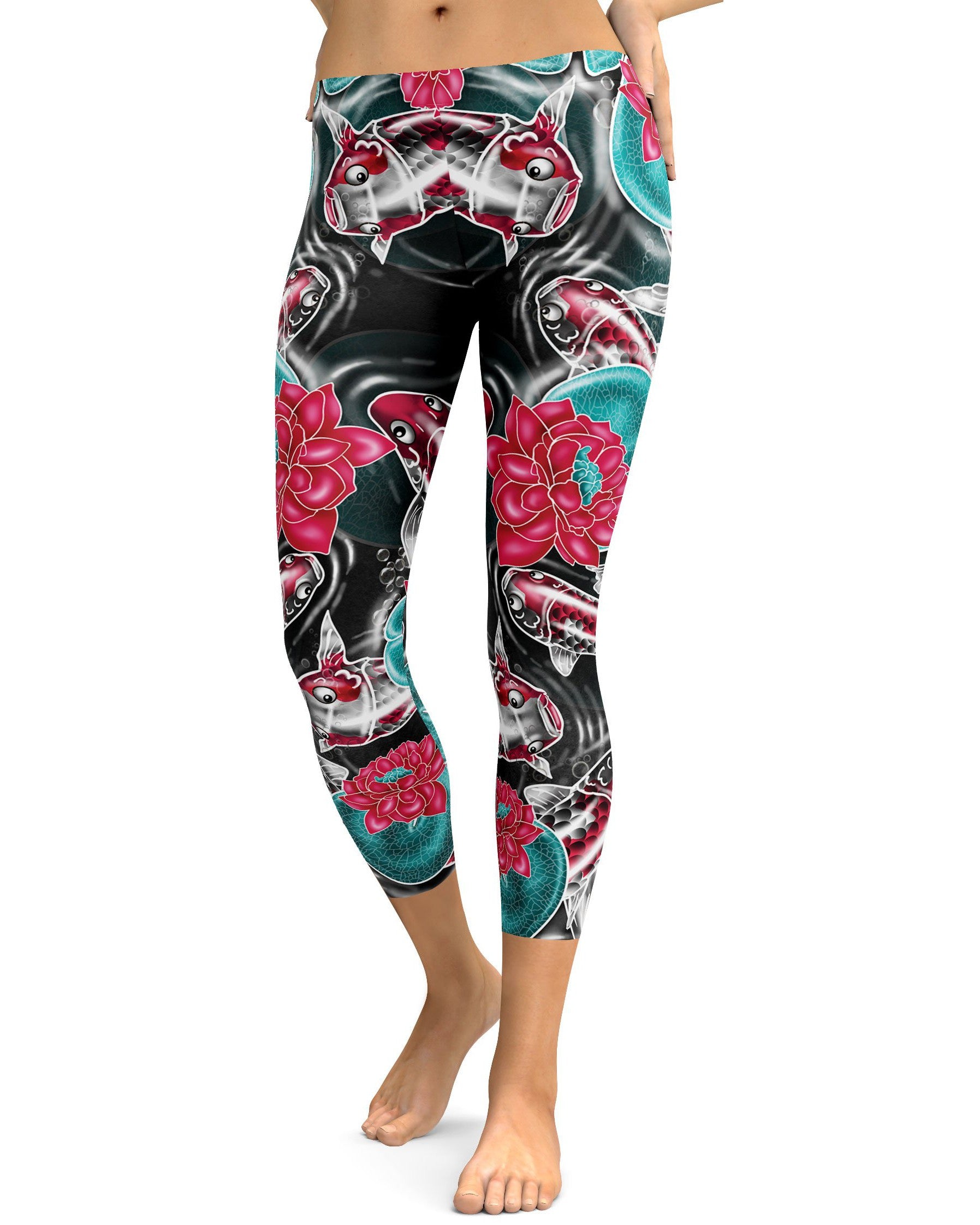 Colorful Koi Fish Capris - GearBunch Leggings / Yoga Pants