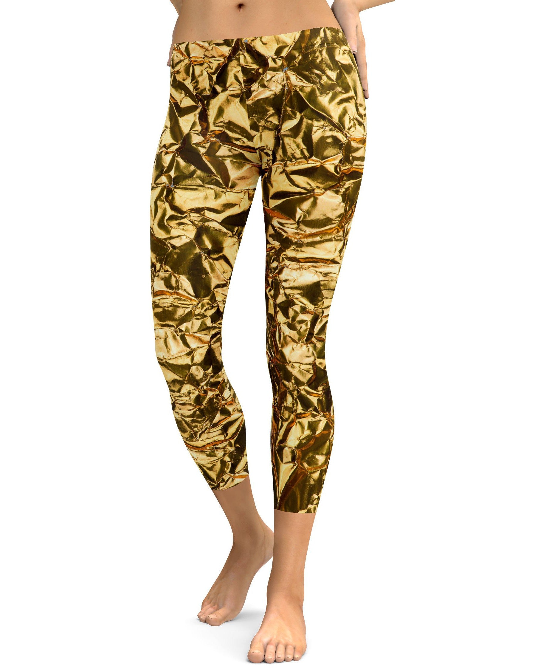 Wrinkled Gold Capris | GearBunch