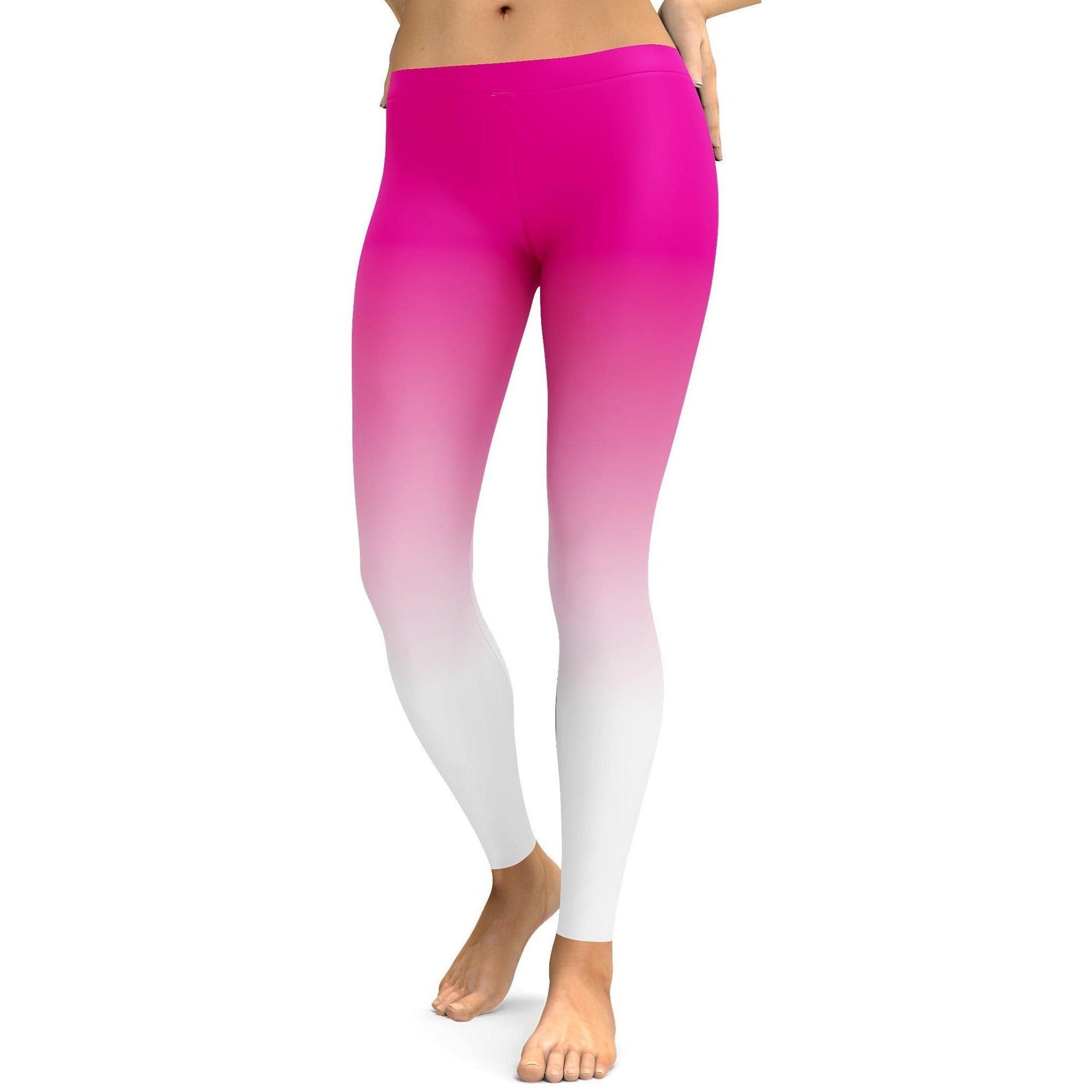 Ombre Pink to White Leggings - GearBunch Leggings