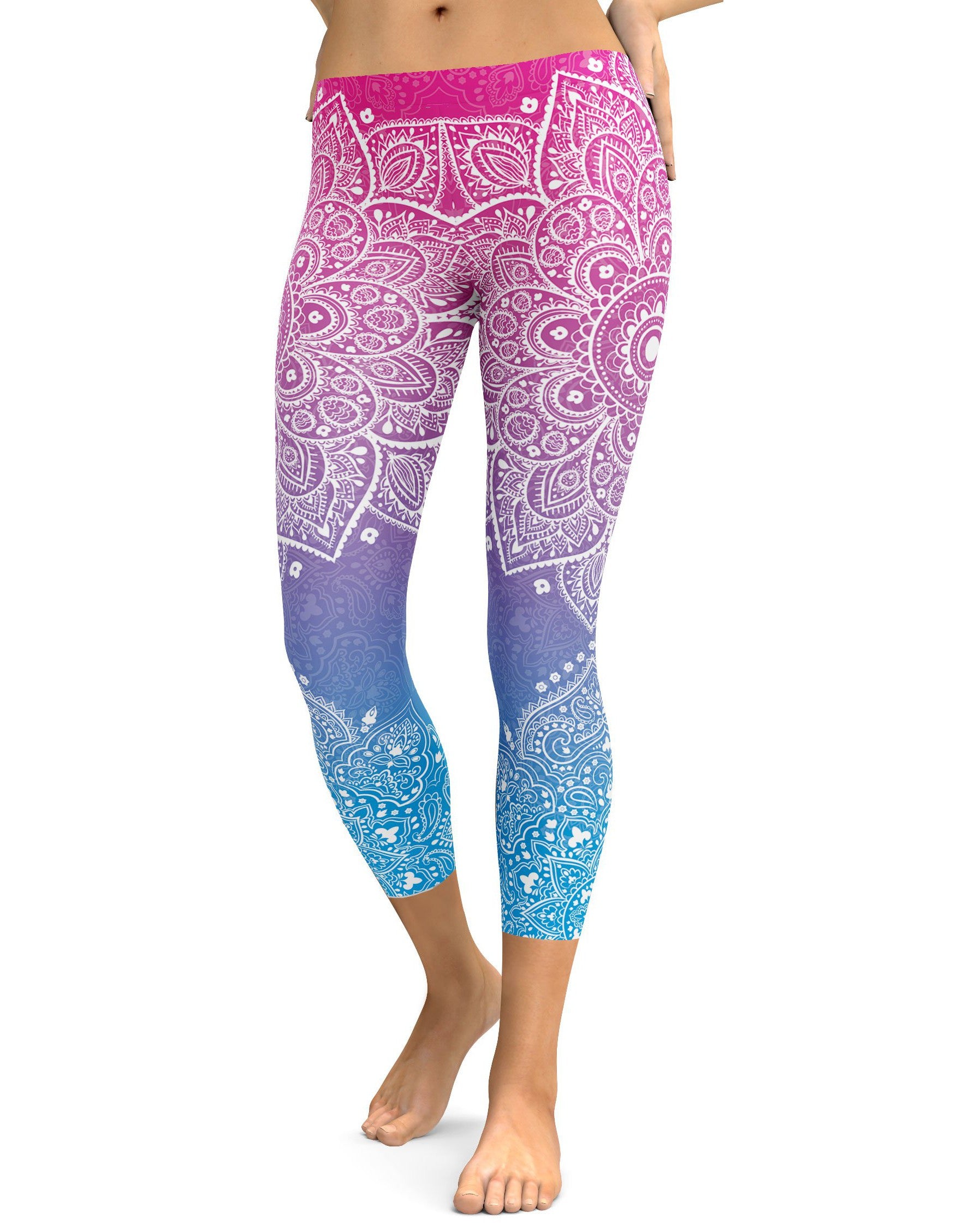 Pink to Blue Mandala Capris