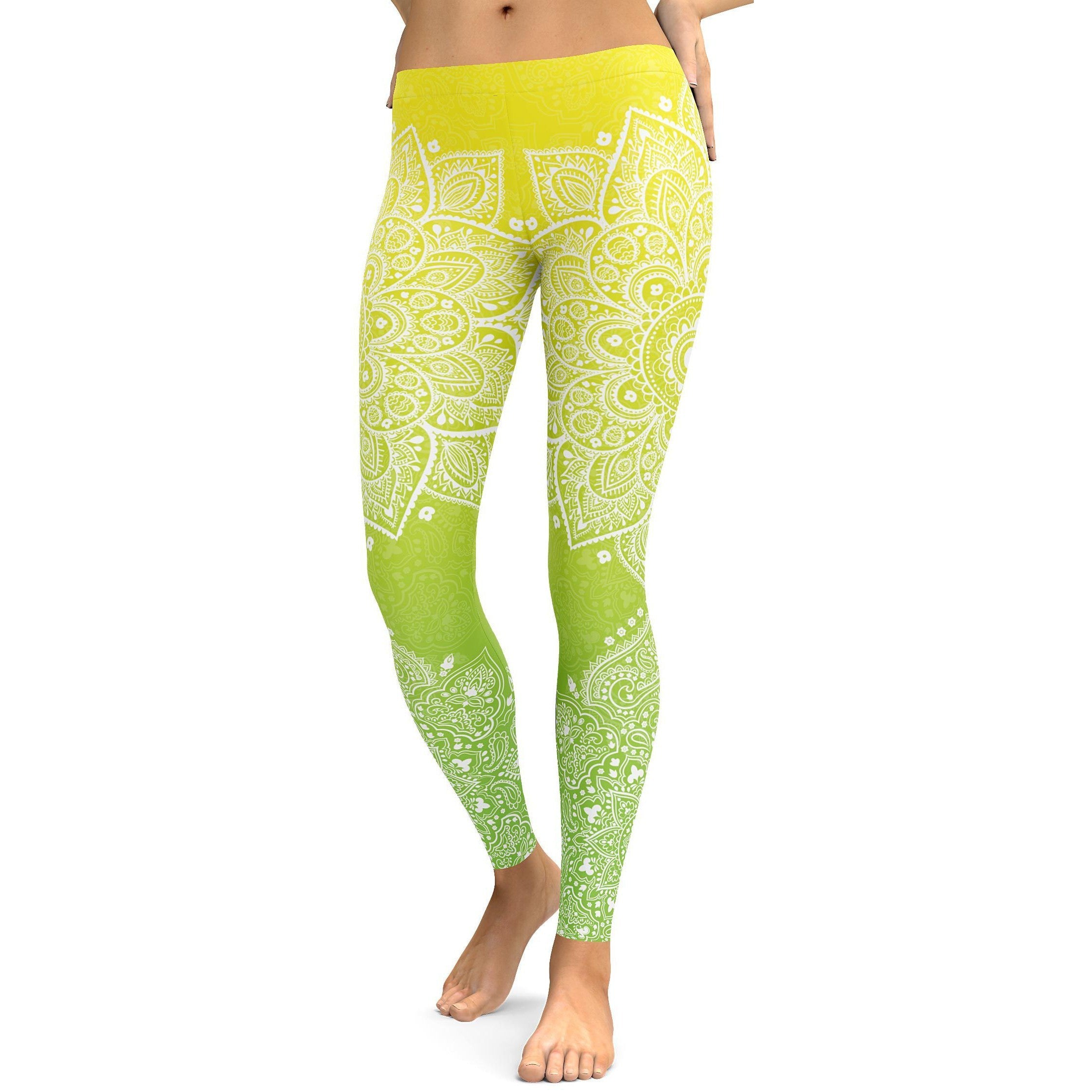 Yellow to Green Mandala Leggings