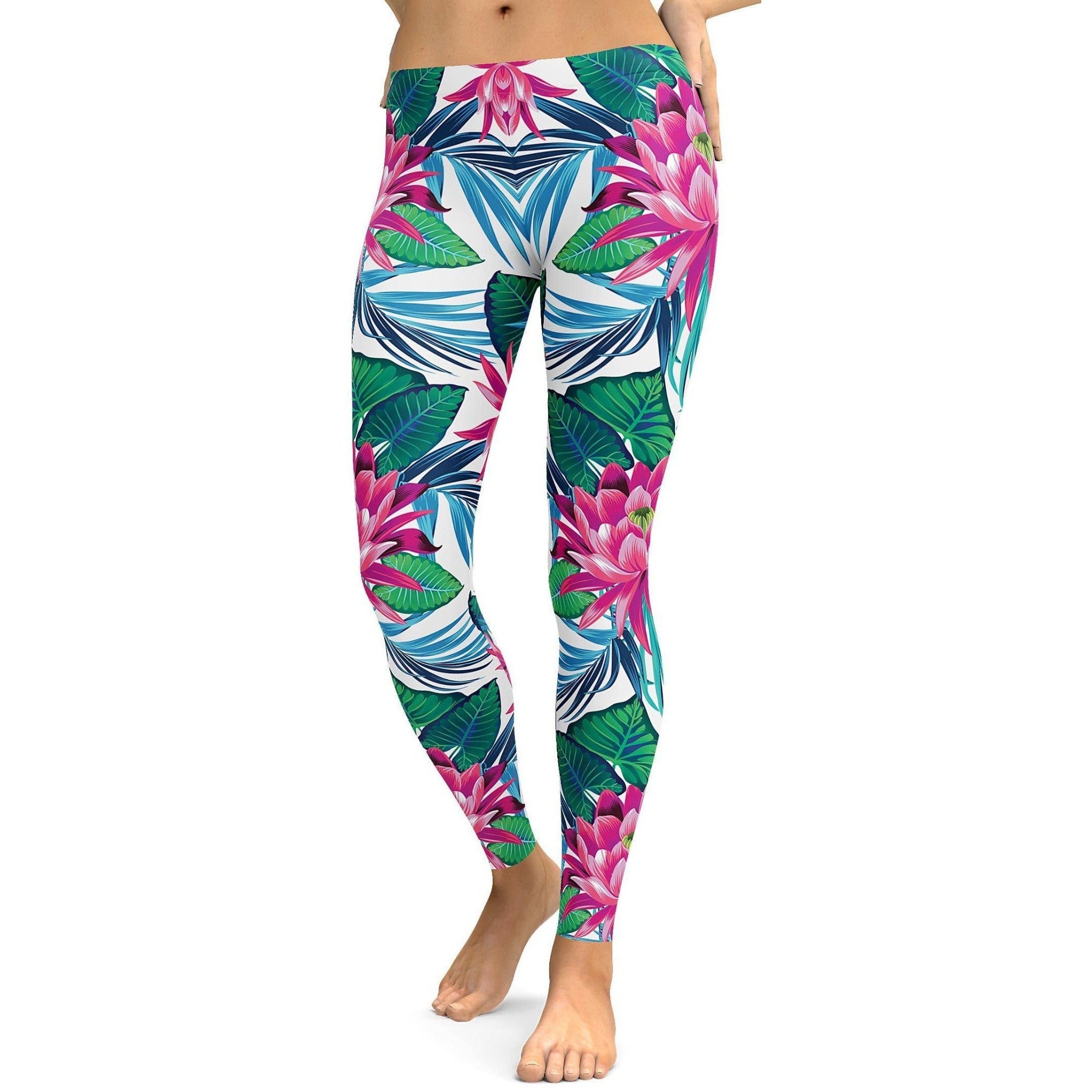 Tropical Flowers Leggings - GearBunch Leggings