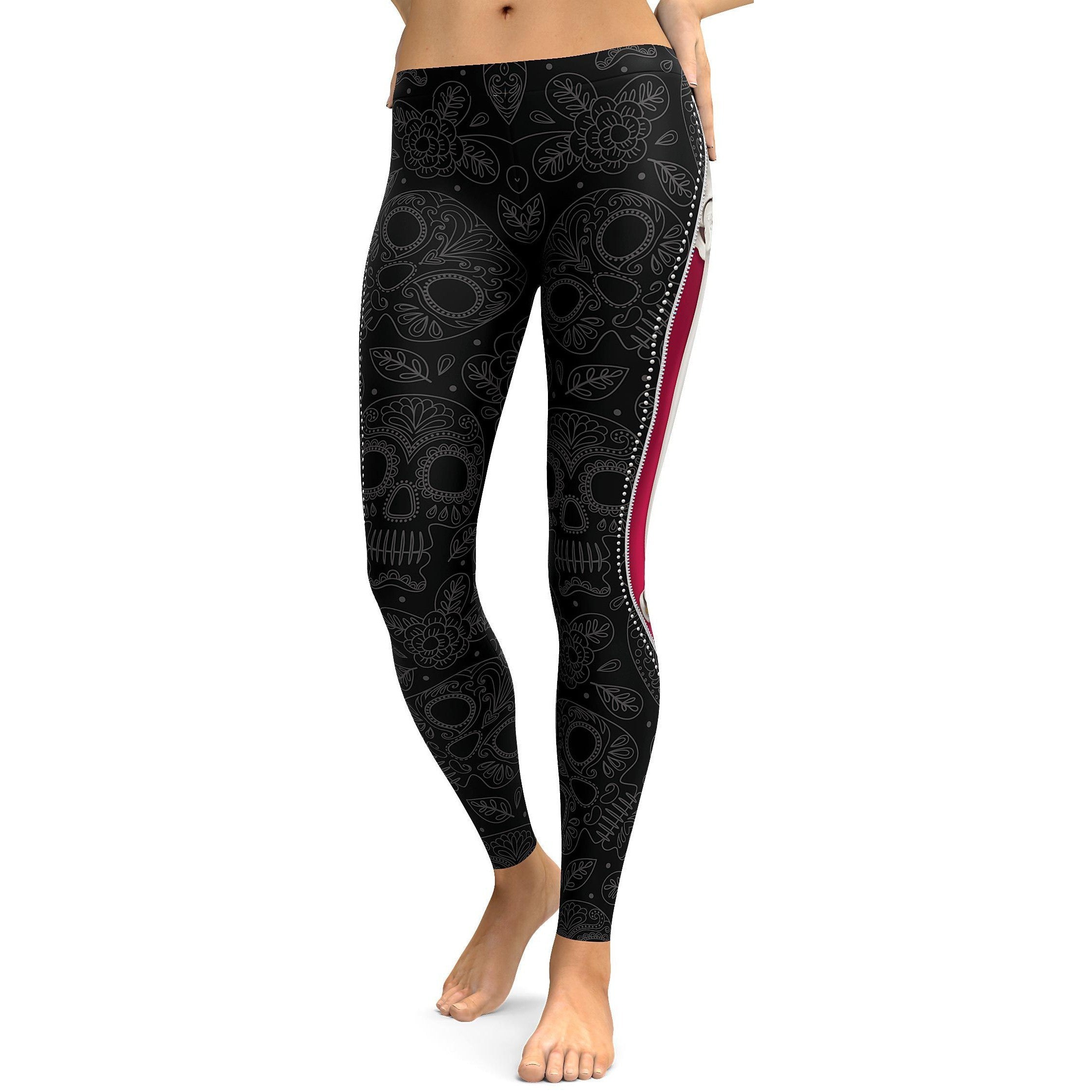 Realistic Skeleton with Black Zipper Leggings - GearBunch Leggings / Yoga Pants