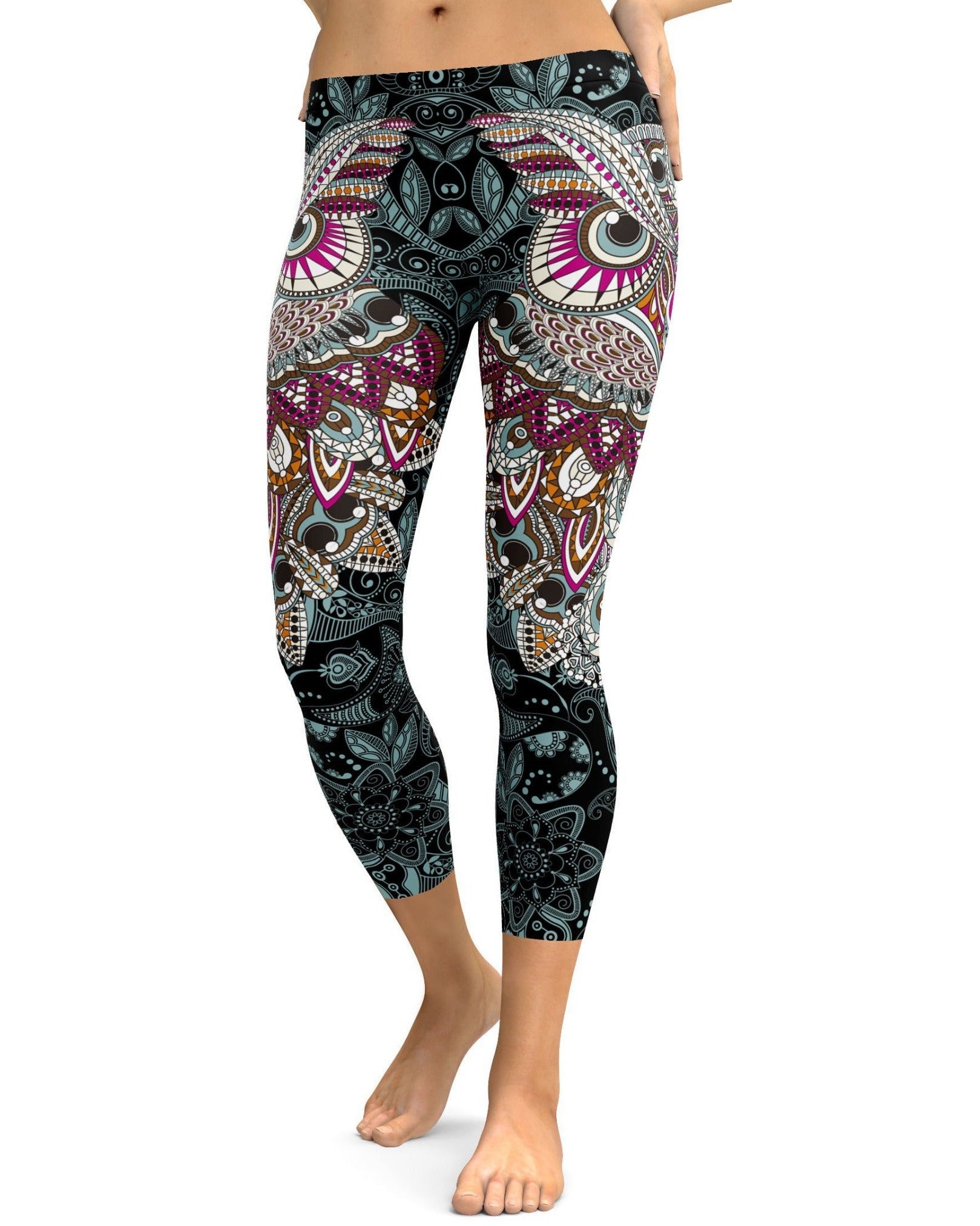 Ornamental Owl Capris - GearBunch Leggings 