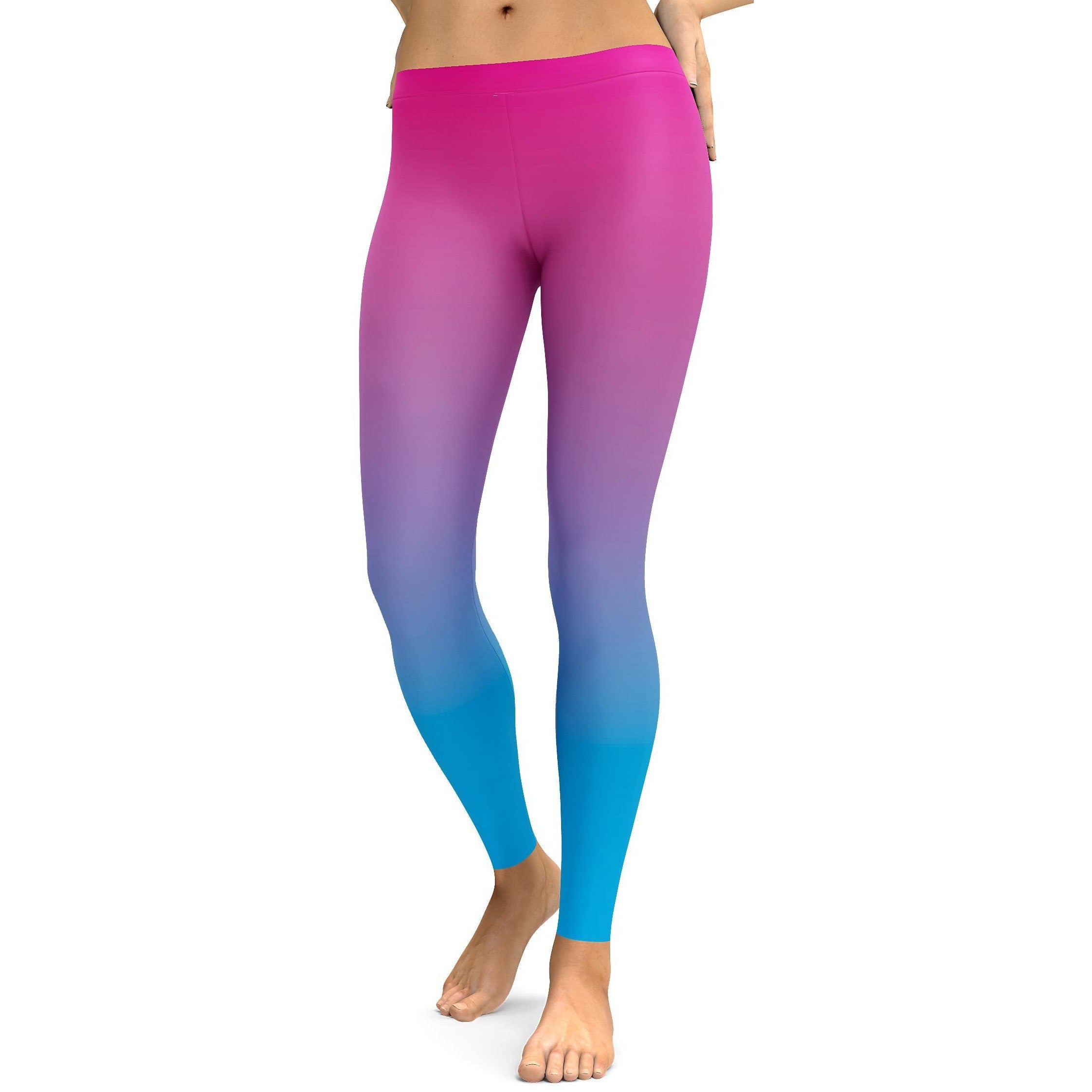 Ombre Pink to Blue Leggings - GearBunch Leggings / Yoga Pants