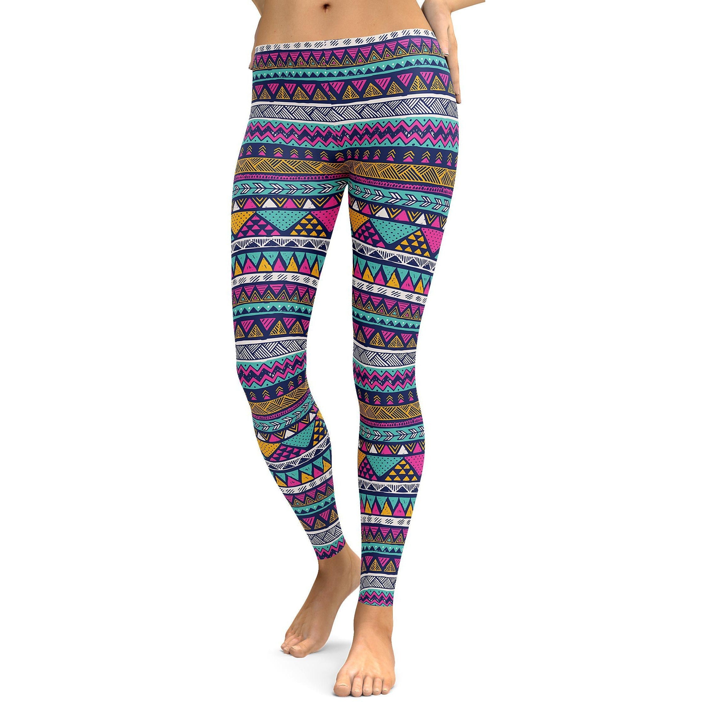 Colorful Aztec Pattern Leggings - GearBunch Leggings / Yoga Pants