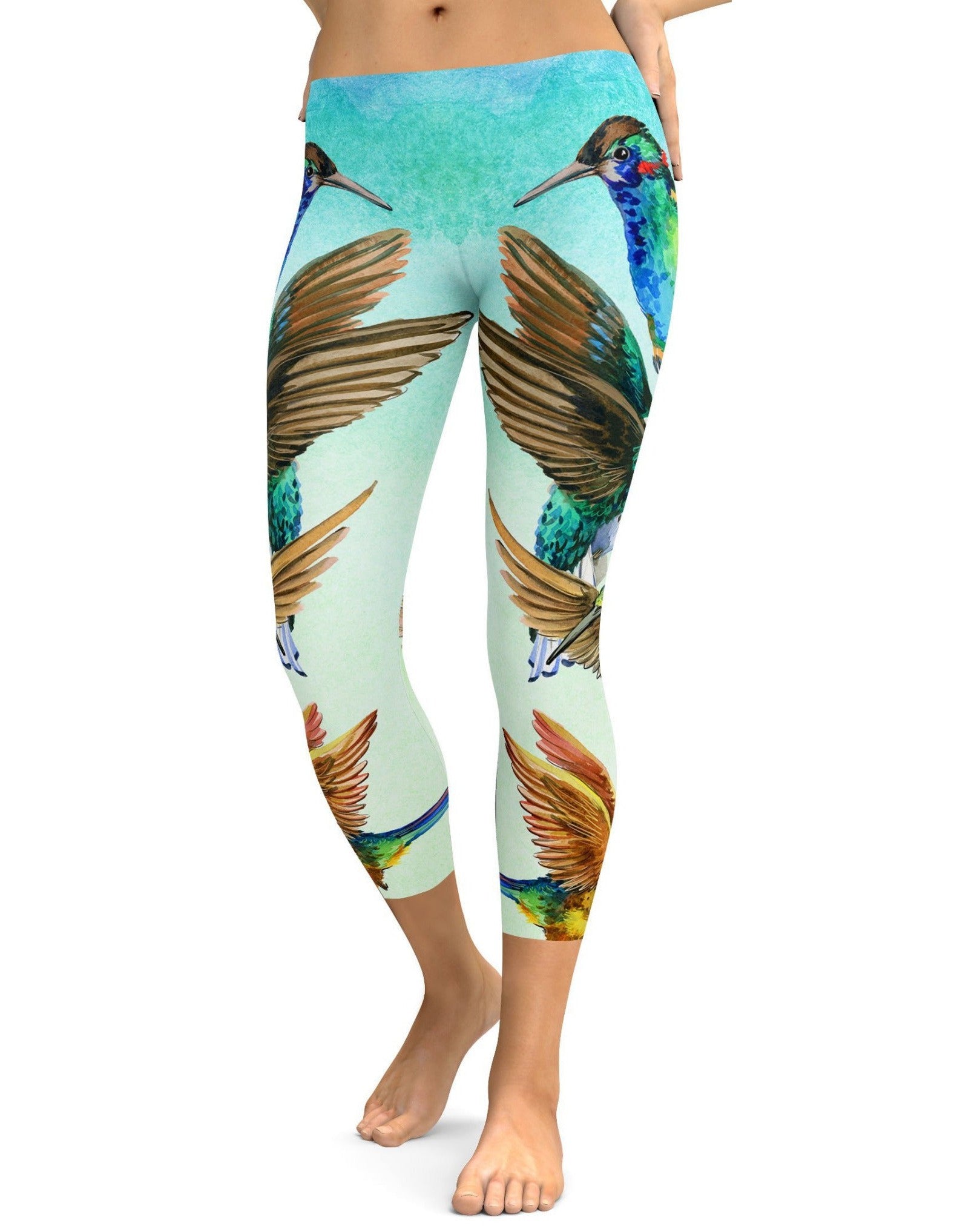 Watercolor Hummingbird Capris - GearBunch Leggings