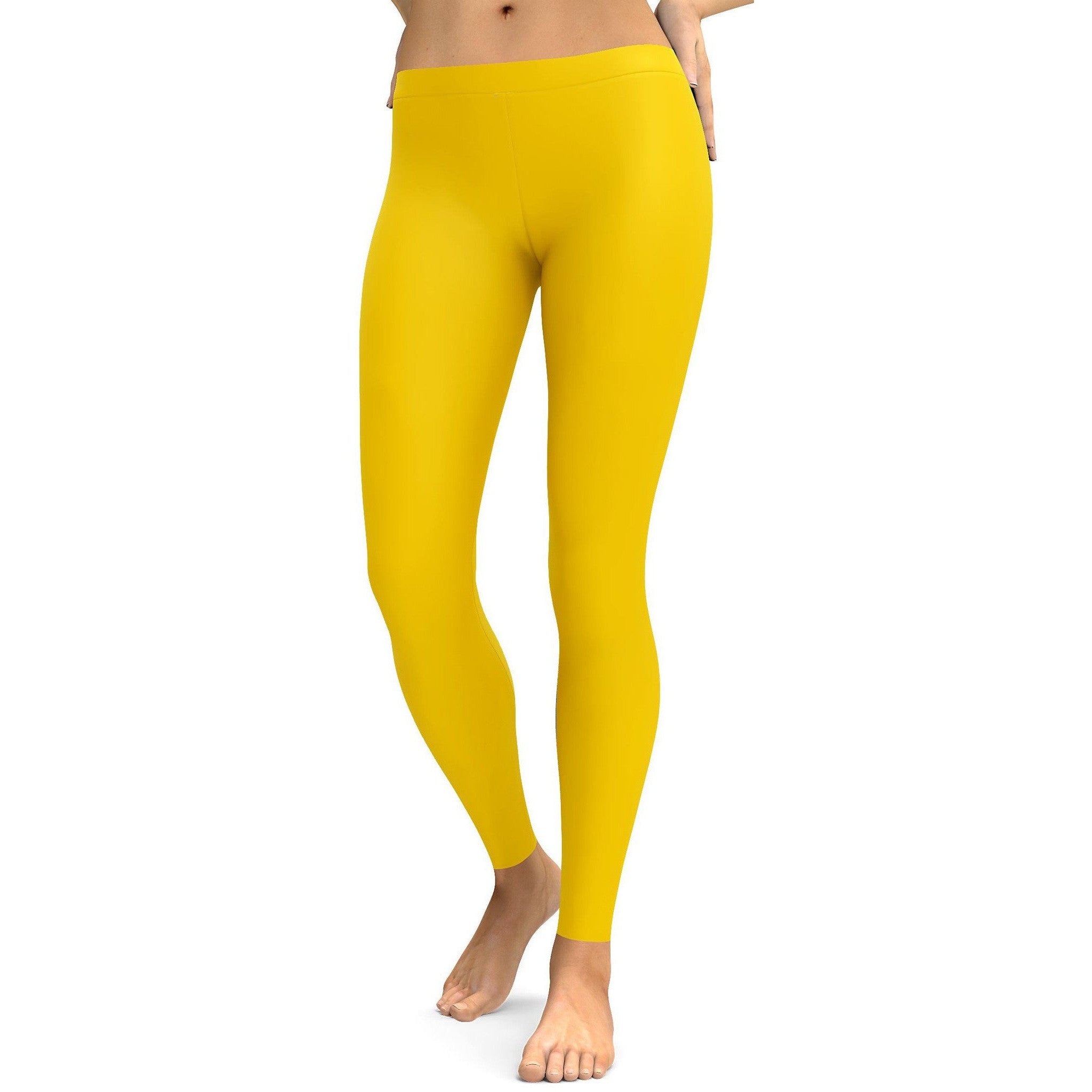 Solid Deep Yellow Leggings - GearBunch Leggings / Yoga Pants