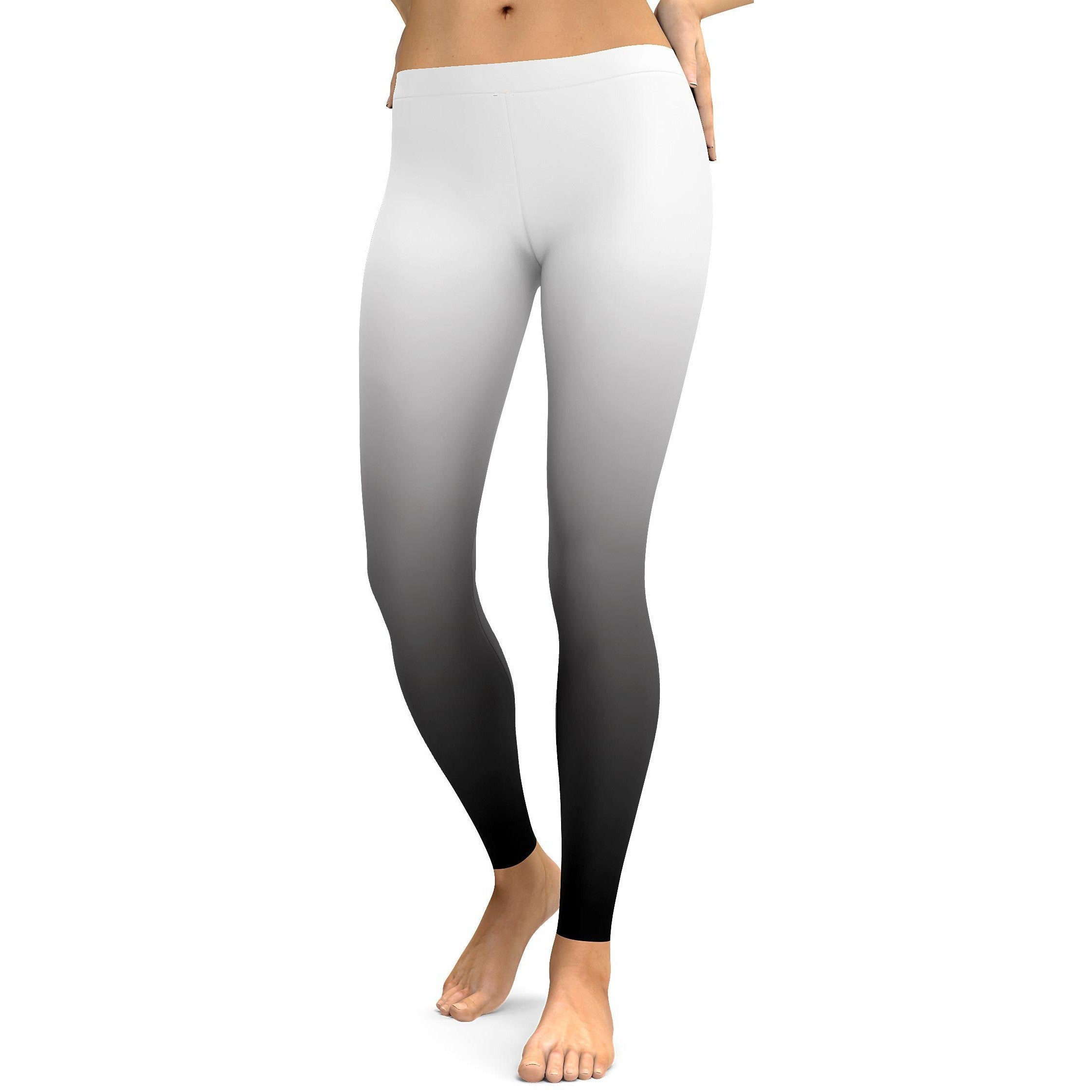 Ombre White to Black Leggings - GearBunch Leggings / Yoga Pants