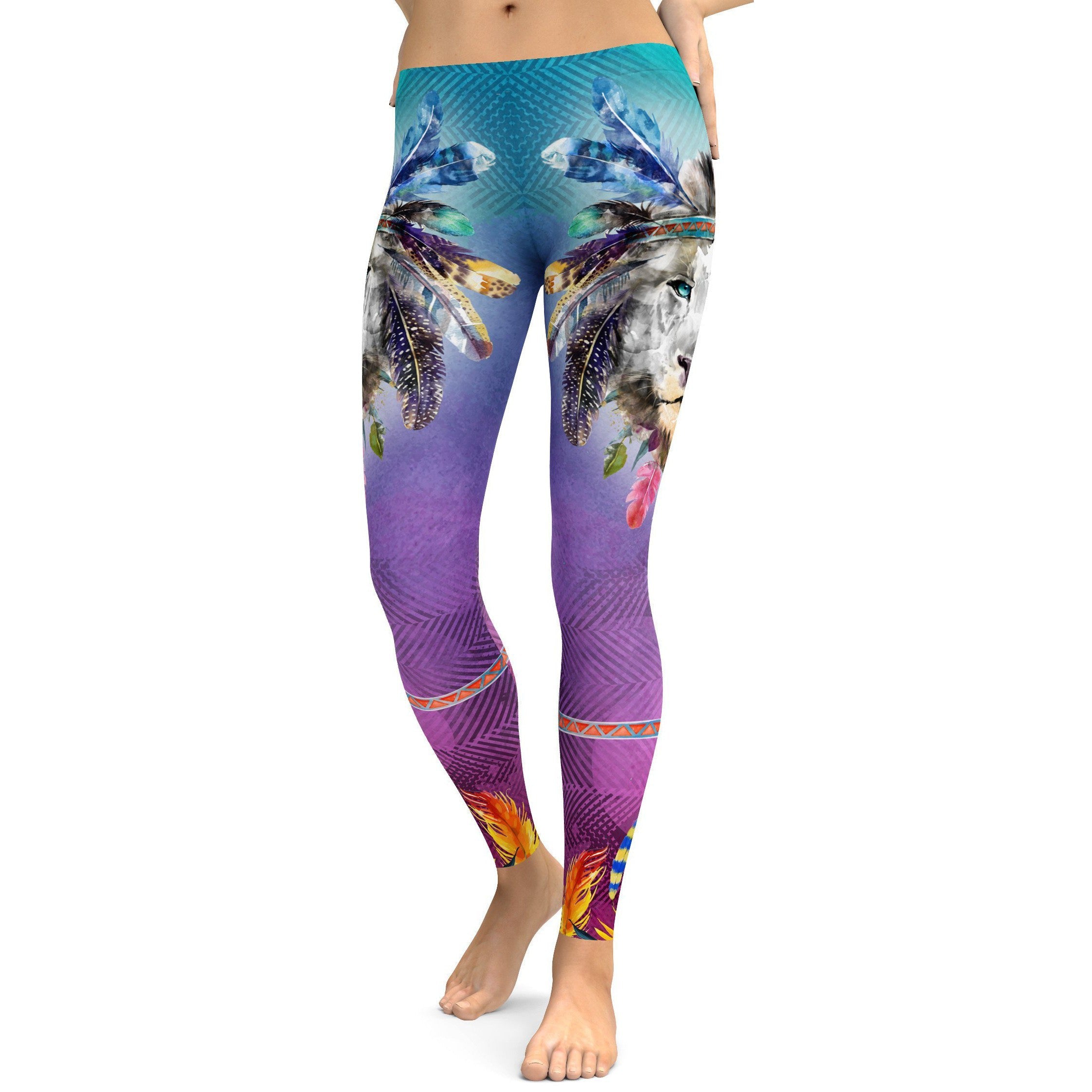 Watercolor Lion Leggings - GearBunch Leggings / Yoga Pants