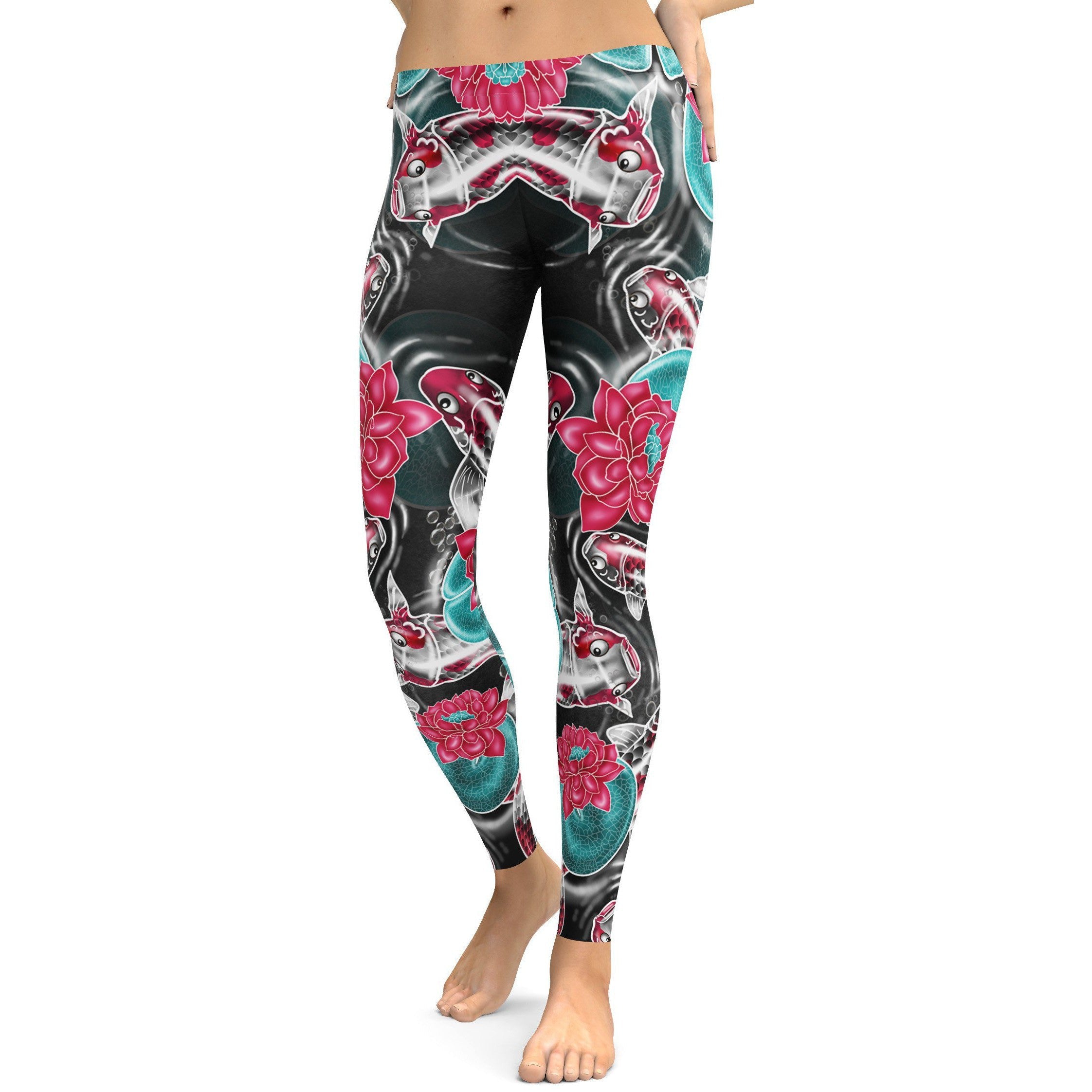 Colorful Koi Fish Leggings - GearBunch Leggings / Yoga Pants