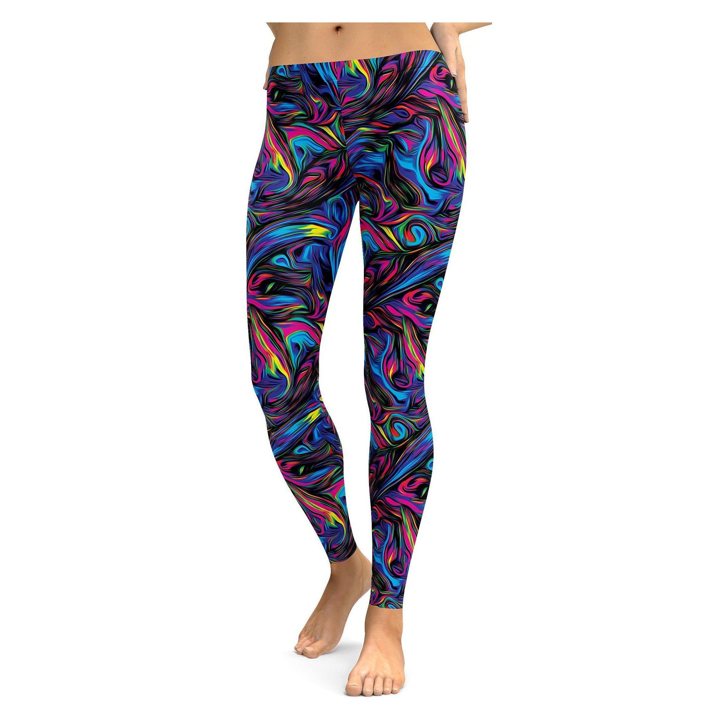 Womens Workout Yoga Psychedelic Neon Paint Leggings | Gearbunch.com