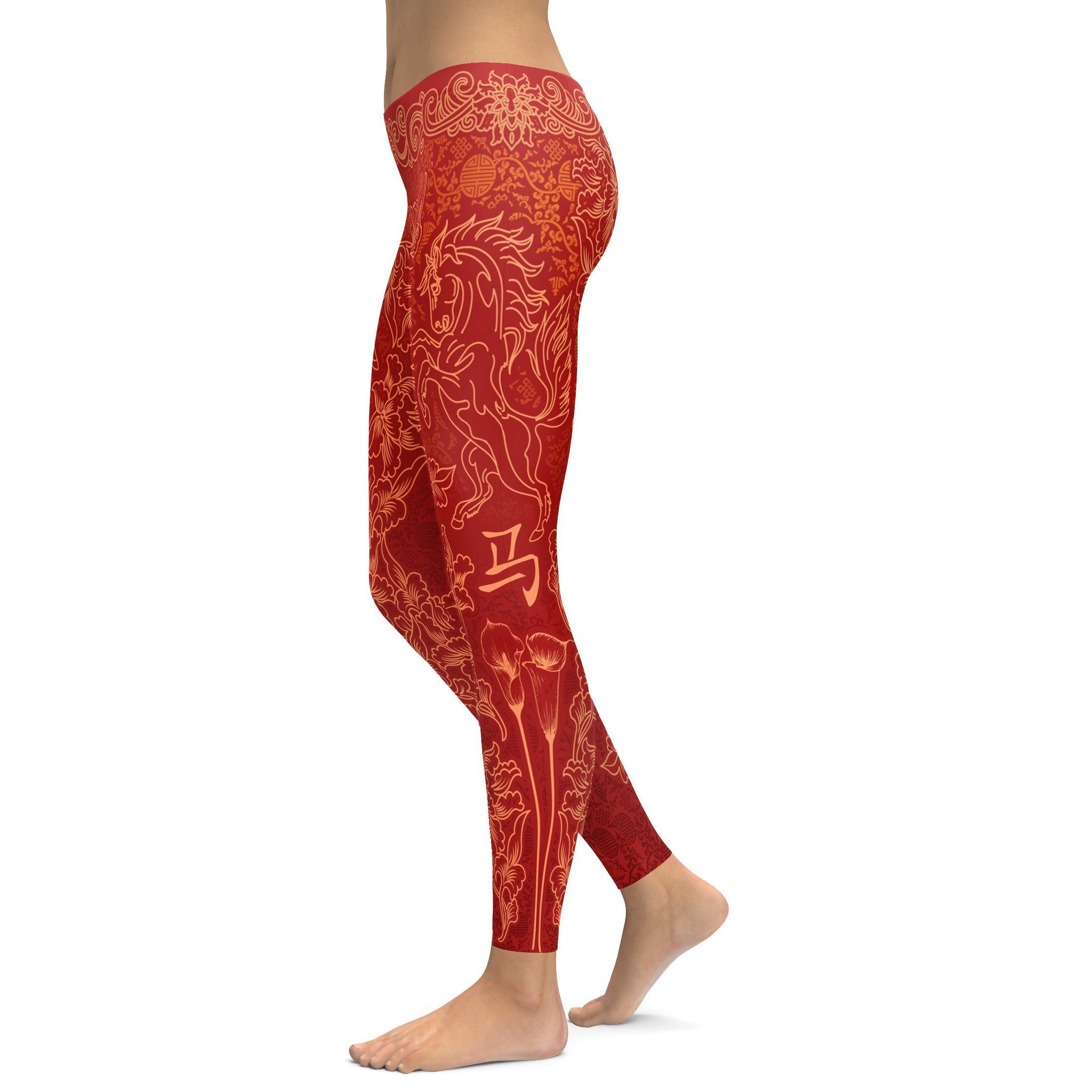 Chinese Zodiac Horse Leggings - GearBunch Leggings / Yoga Pants