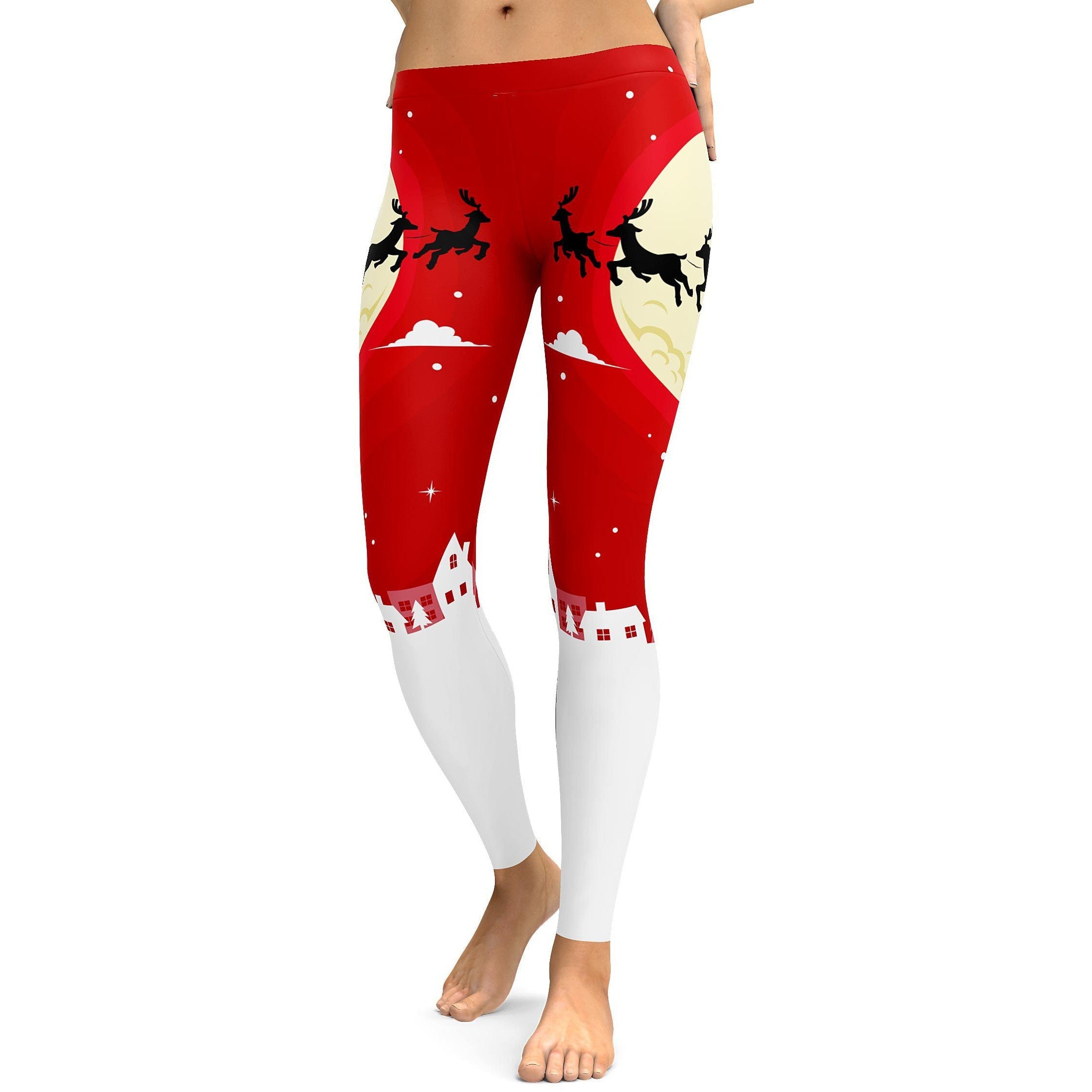 Santa in the Sky Leggings - GearBunch Leggings / Yoga Pants