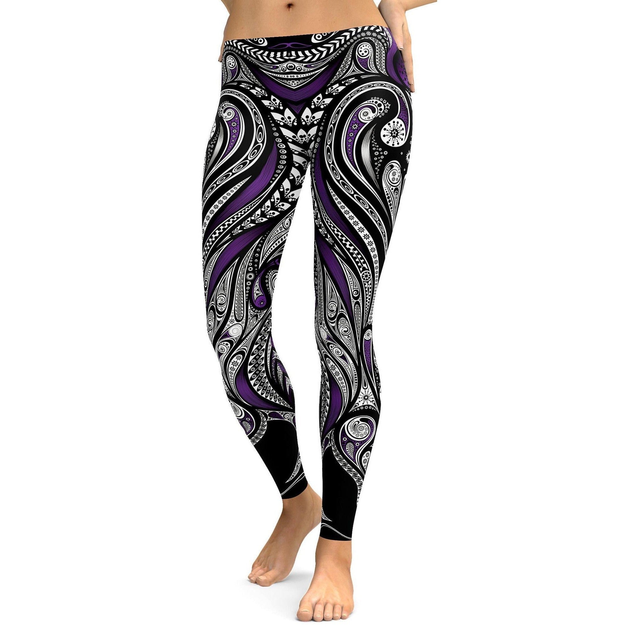 Purple Ornament Pattern Leggings - Gearbunch Leggings