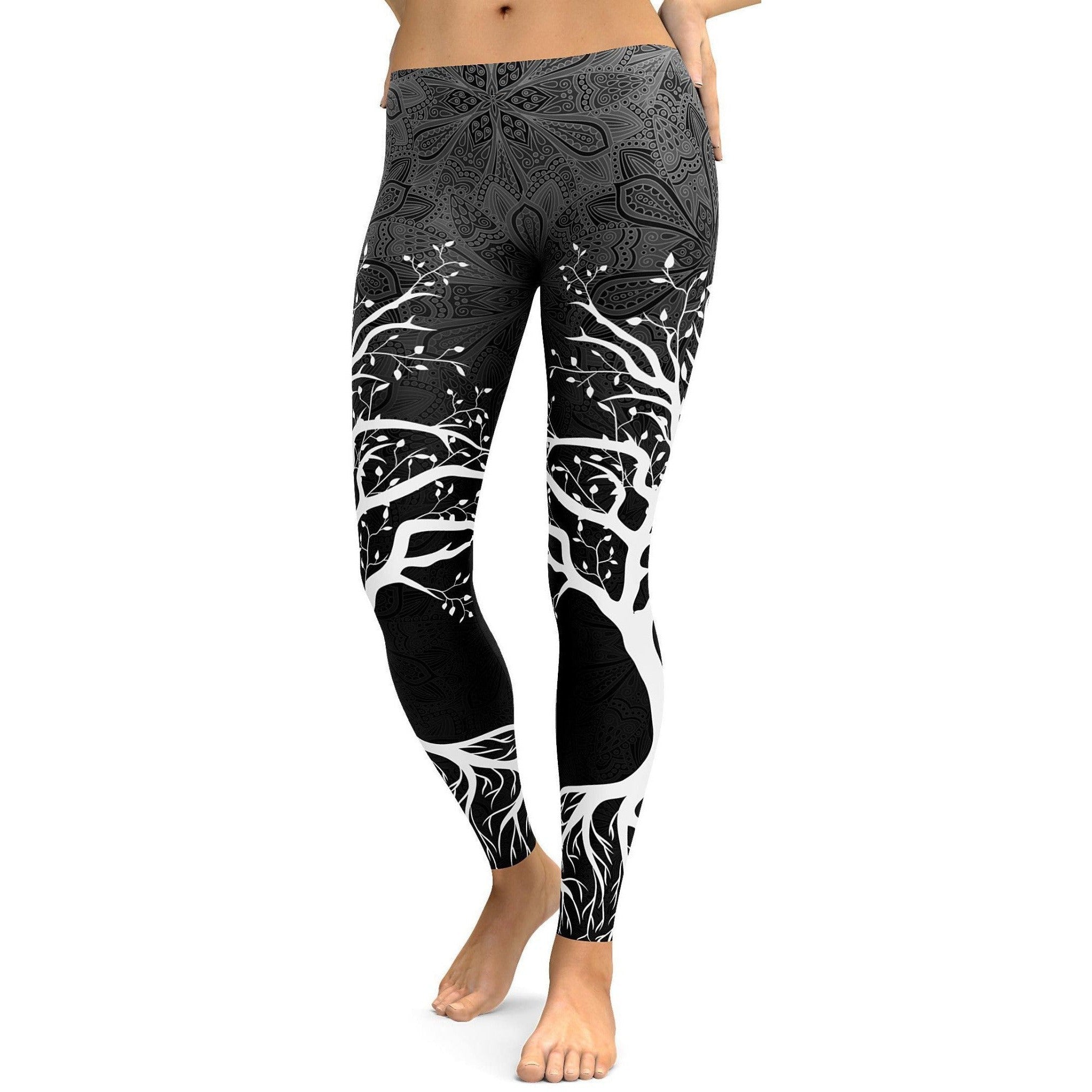 Womens Workout and Yoga Dark Tree of Life Leggings