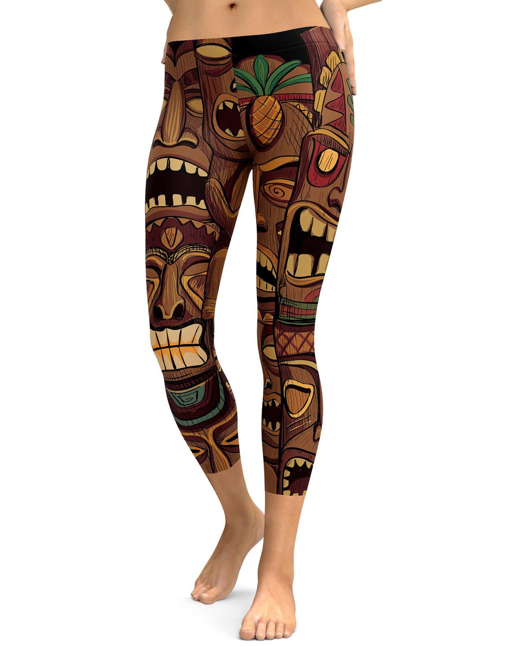 Hawaiian Tiki Masks Capris