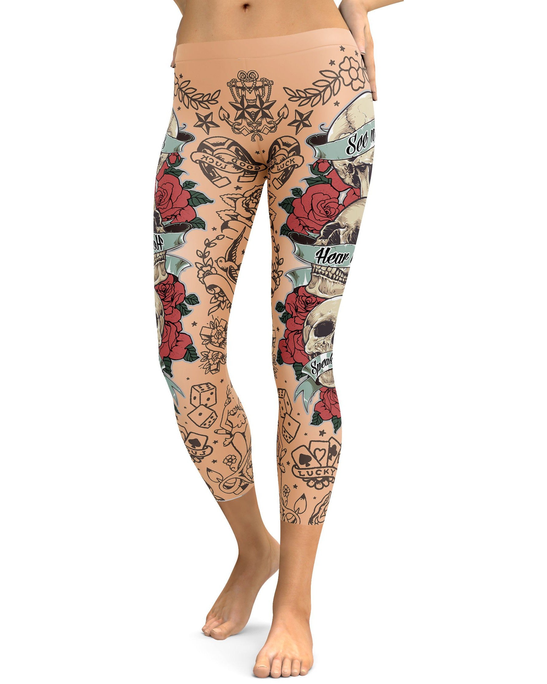 See no evil, Hear no evil, Speak no evil Capris - GearBunch Leggings / Yoga Pants