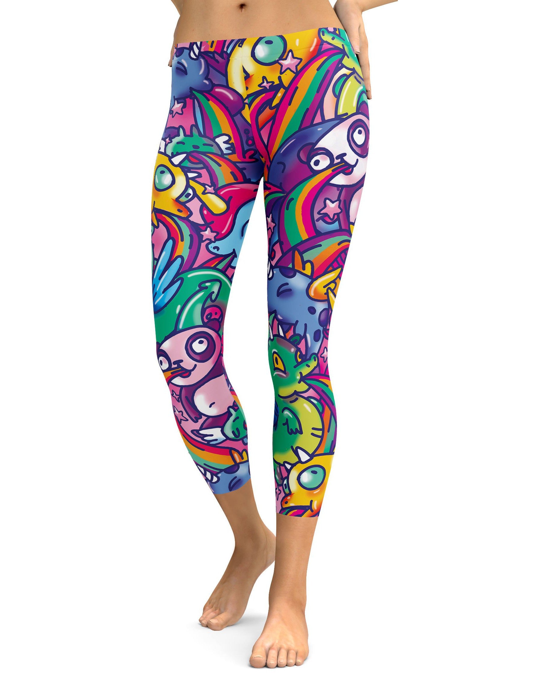 Vibrant Puking Animal Capris