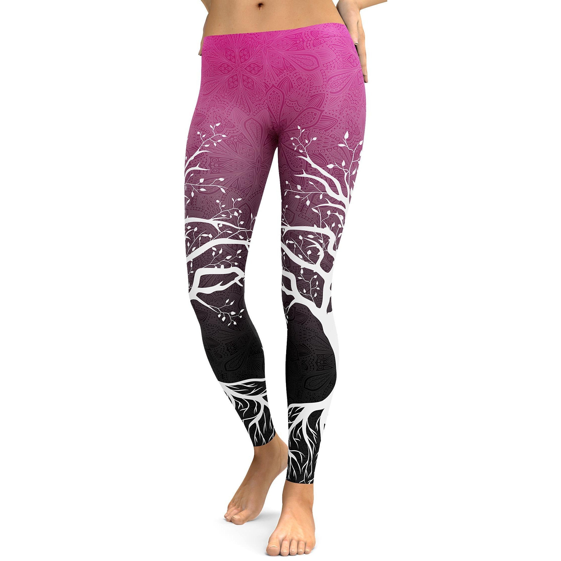 Pink to Black Tree of Life Leggings