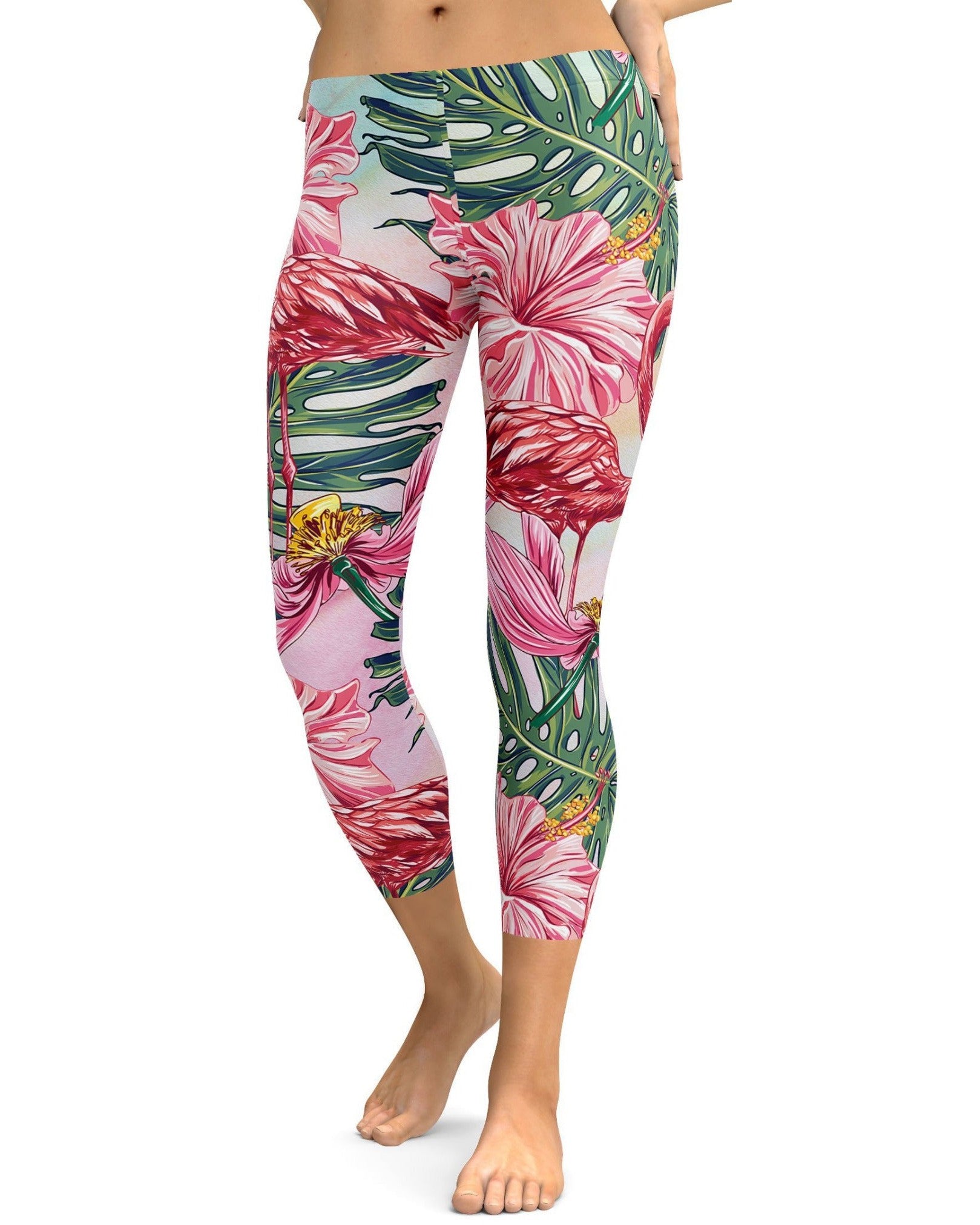 Flamingo Capris - GearBunch Leggings 