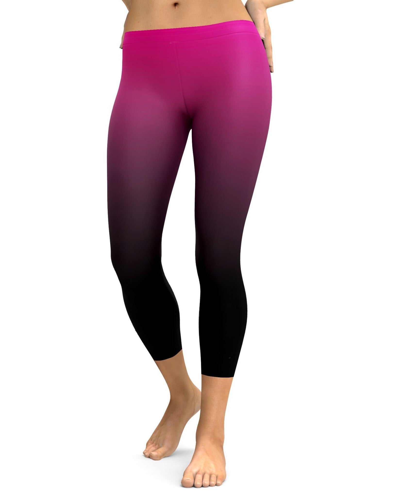 Ombre Pink to Black Capris - GearBunch Leggings