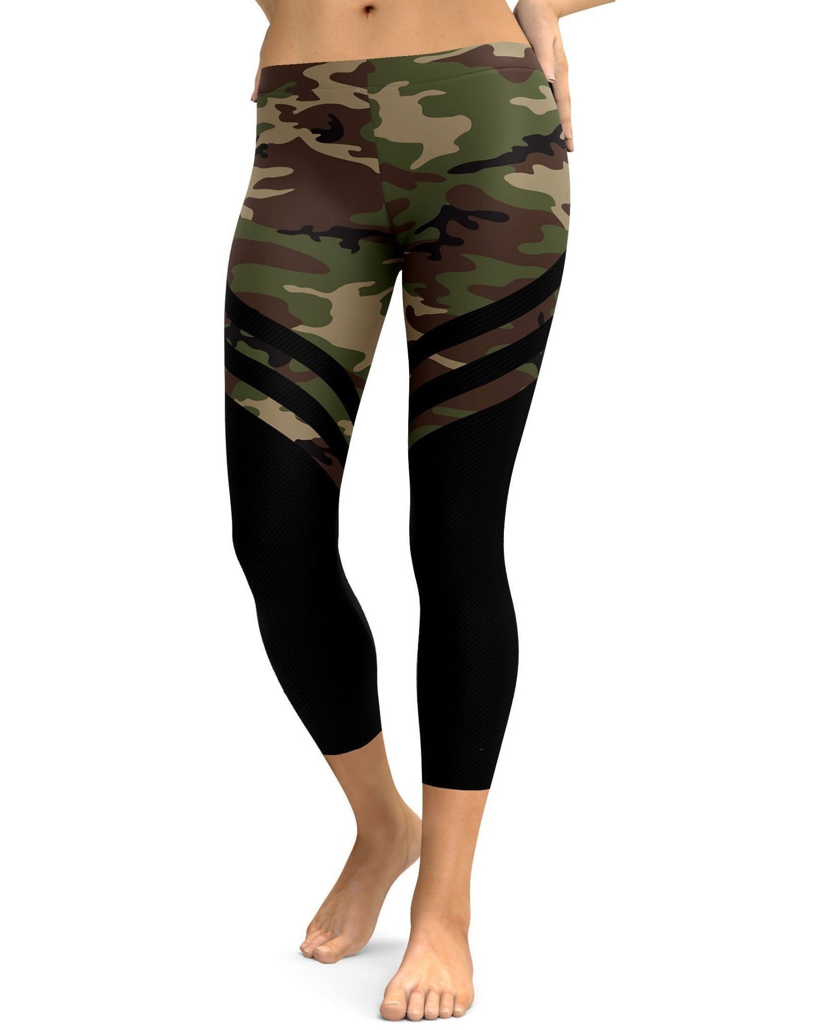 Black & Camo Thigh High Stocking Capris - GearBunch Leggings